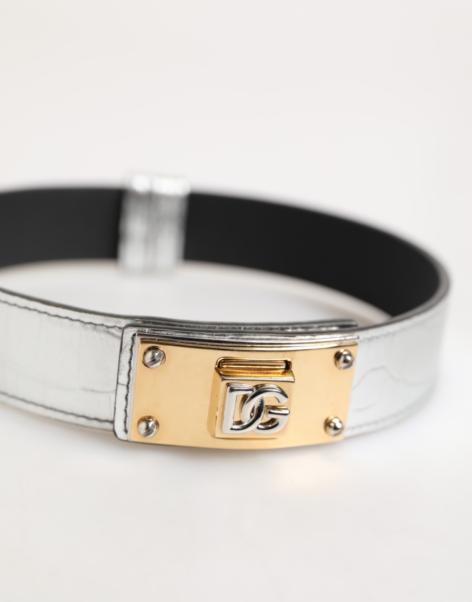 Textured Leather Gold Tone Metal Men's Neckband - Dolce & Gabbana - Modalova