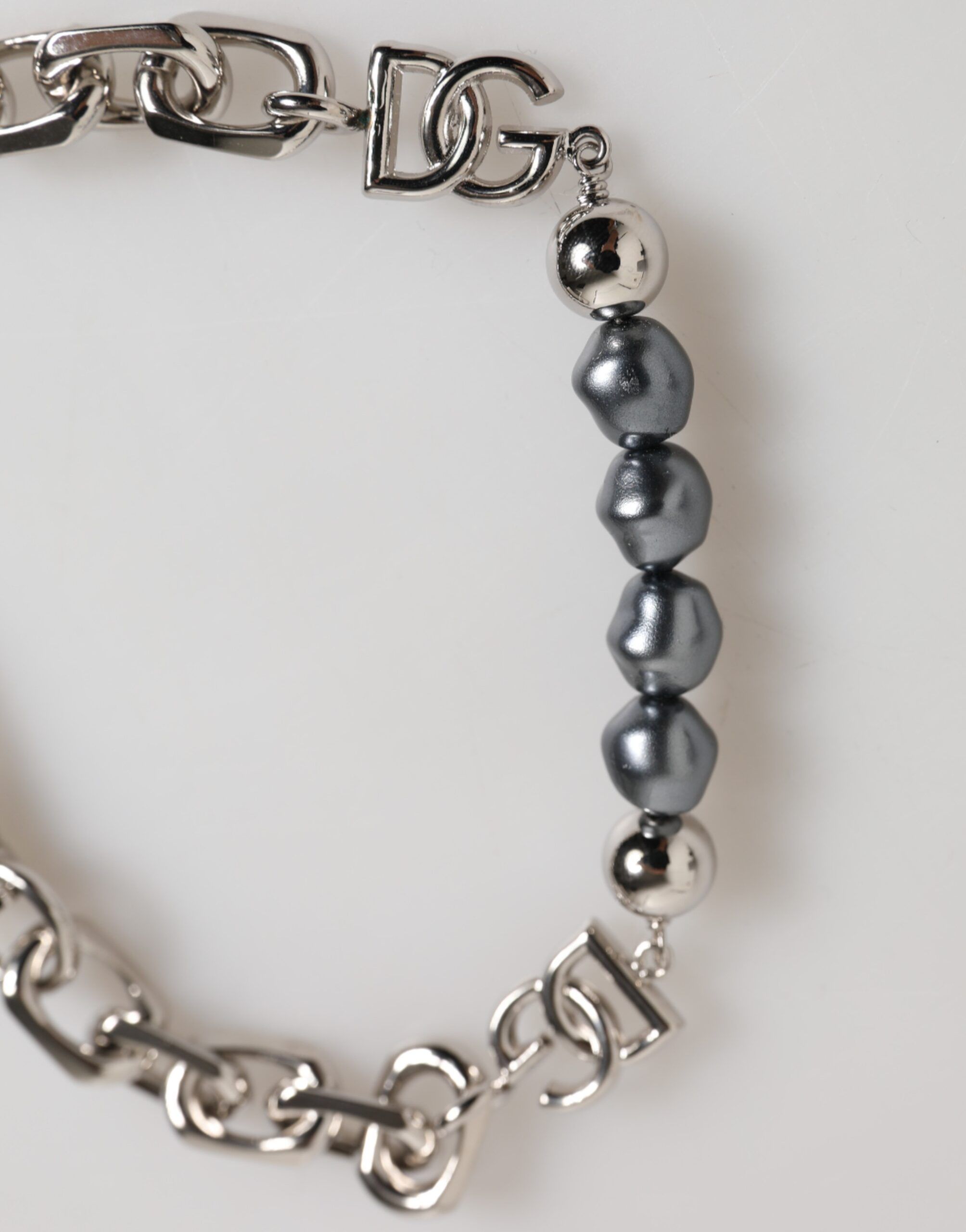 Tone Chain Lobster Clasp Logo Gray Pearls Men's Bracelet (Pre-Owned) - Dolce & Gabbana - Modalova