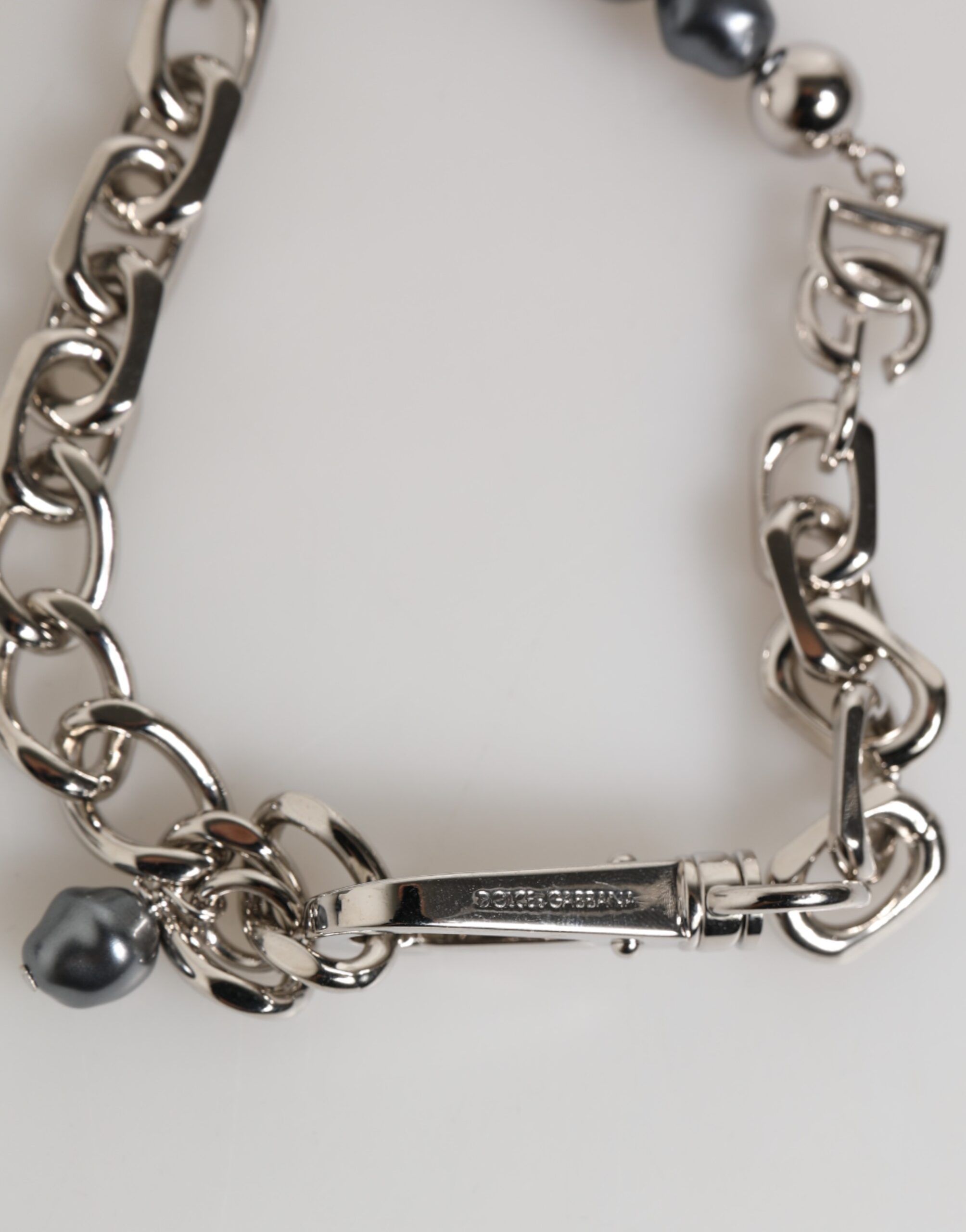 Tone Chain Lobster Clasp Logo Gray Pearls Men's Bracelet (Pre-Owned) - Dolce & Gabbana - Modalova