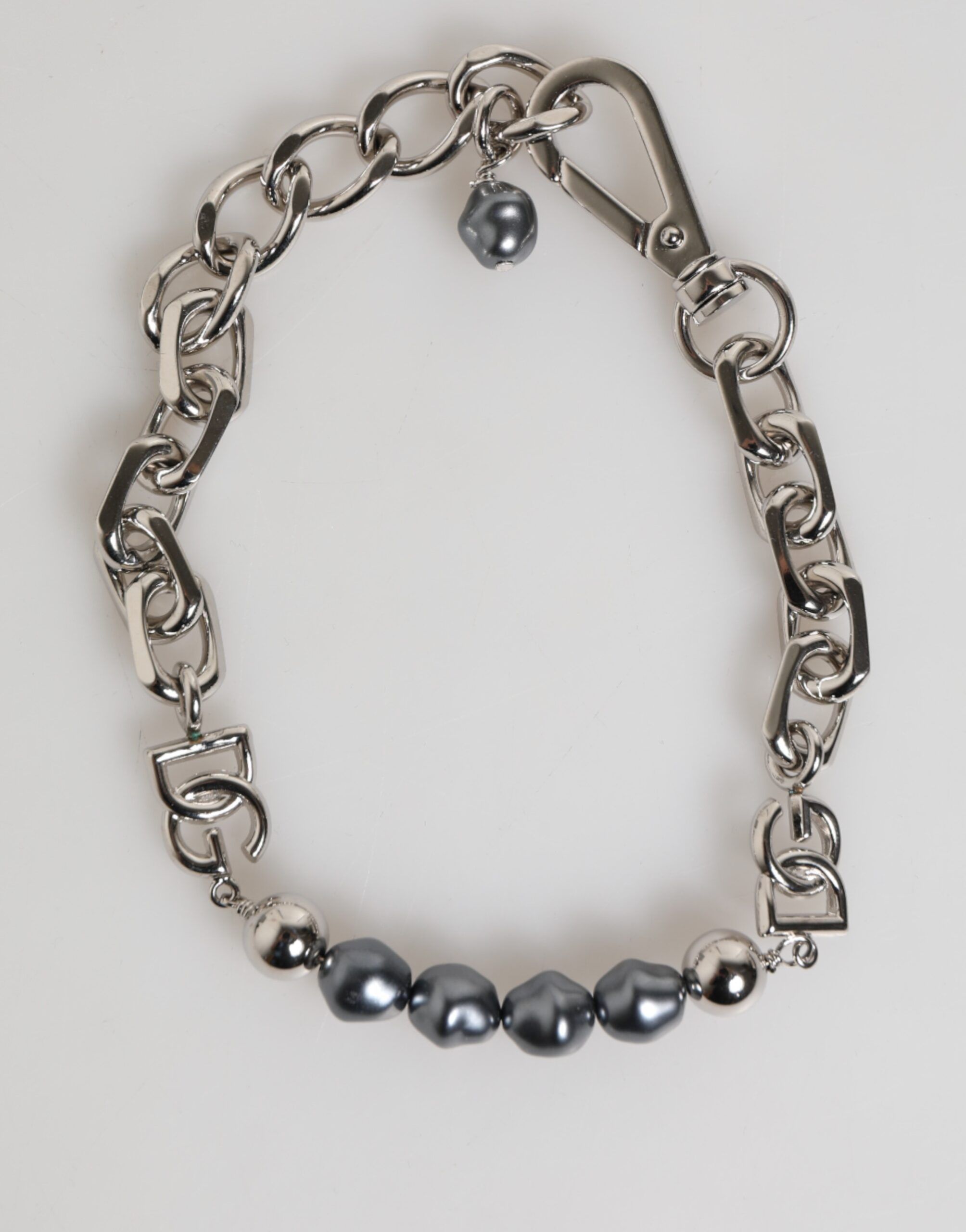 Tone Chain Lobster Clasp Logo Gray Pearls Men's Bracelet (Pre-Owned) - Dolce & Gabbana - Modalova