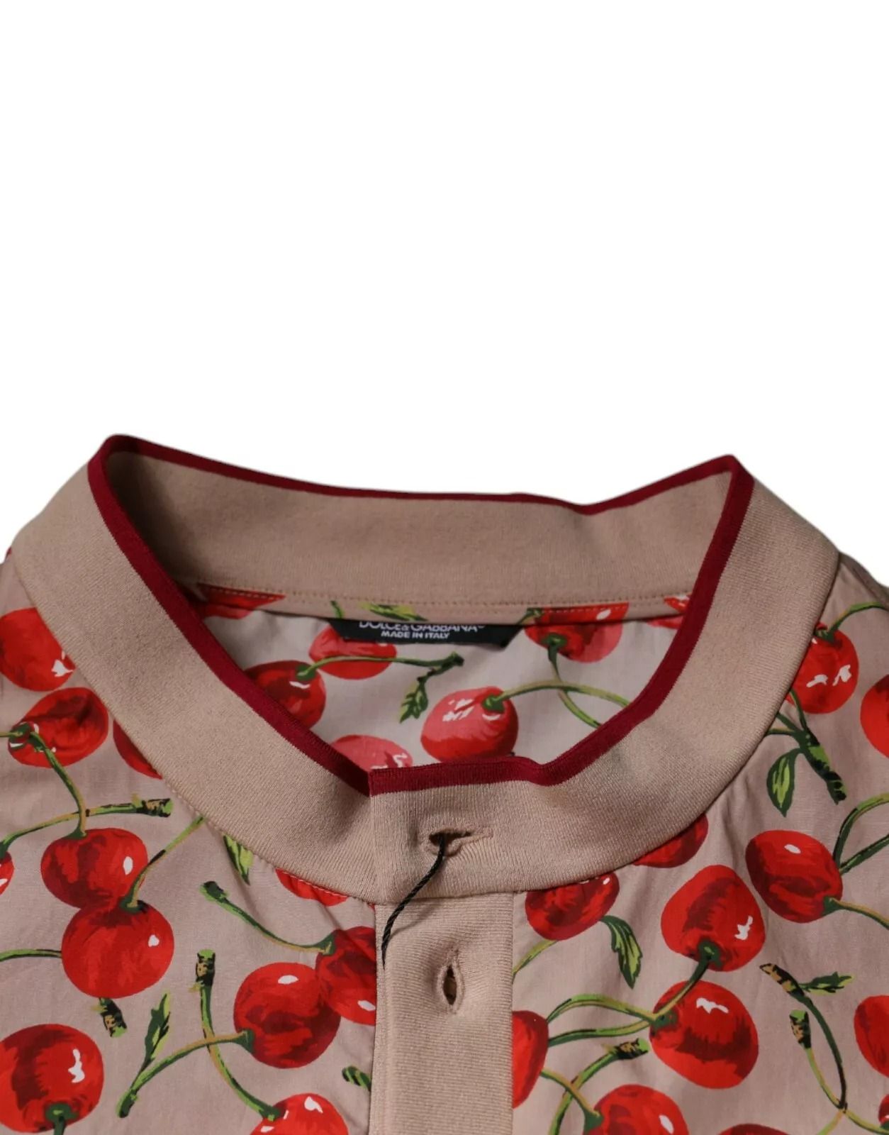 Beige Cherry Nylon Buttoned Casual Men's Shirt - Dolce & Gabbana - Modalova