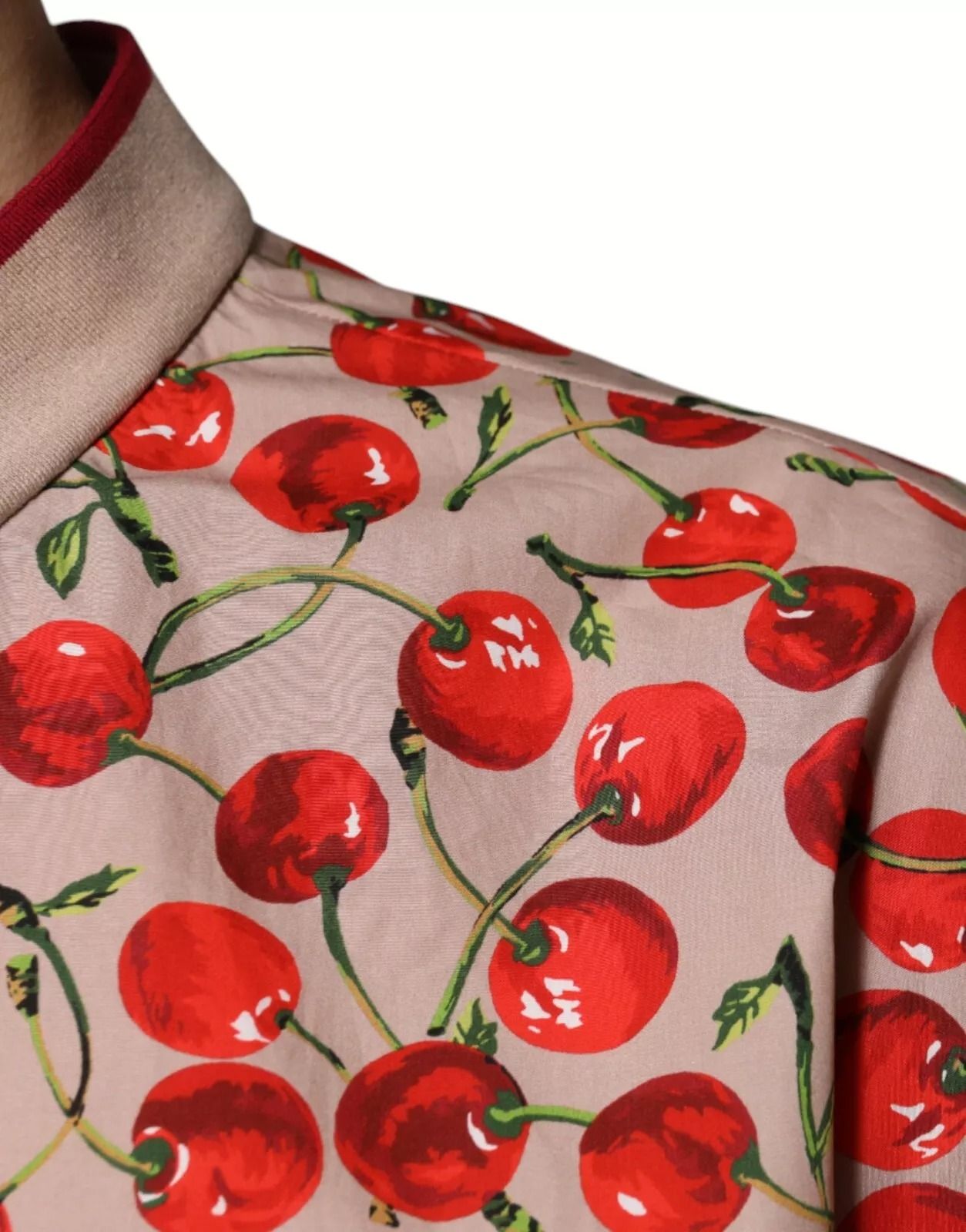 Beige Cherry Nylon Buttoned Casual Men's Shirt - Dolce & Gabbana - Modalova