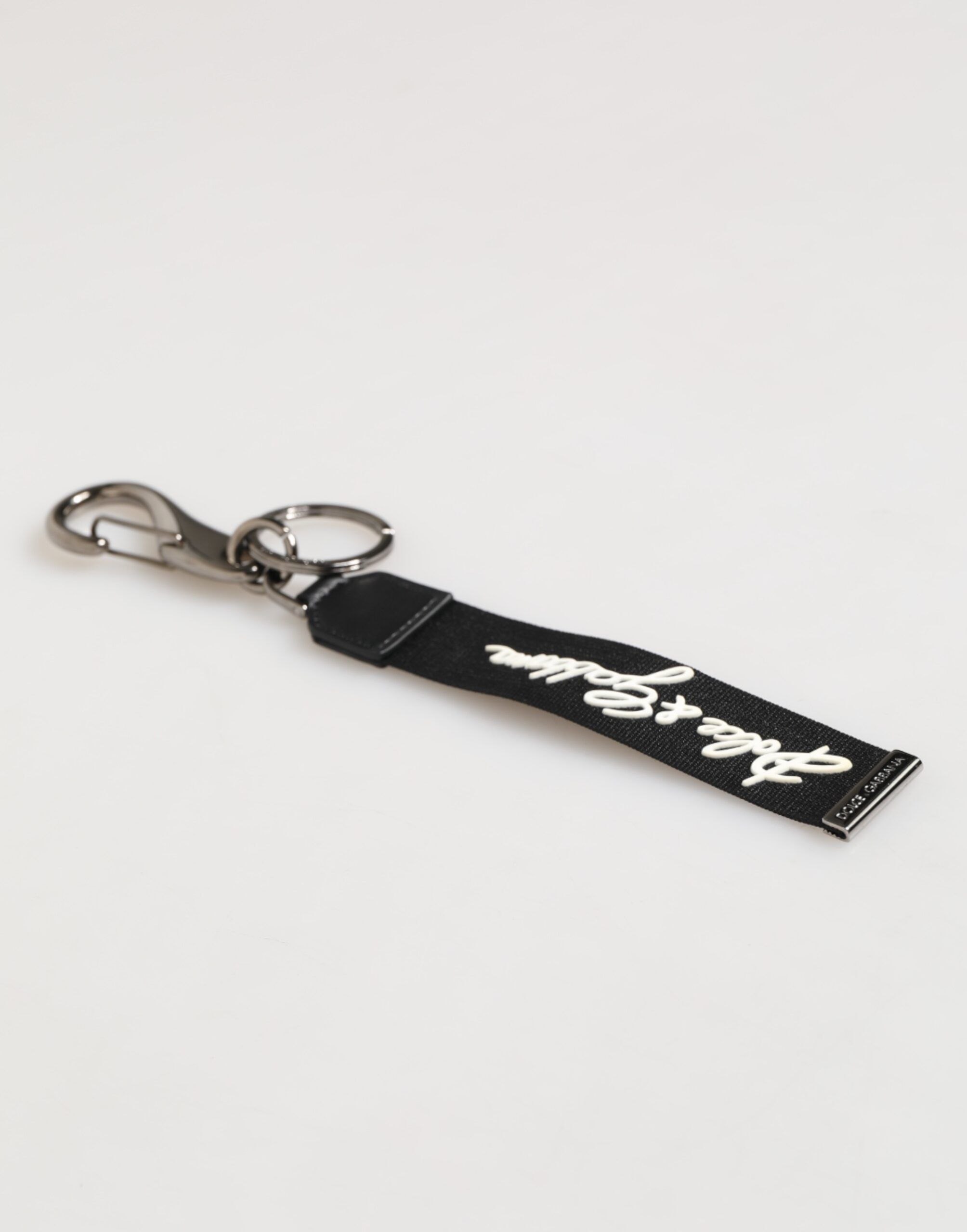 White Polyester DG Logo Silver Men Keychain Men's Keyring - Dolce & Gabbana - Modalova