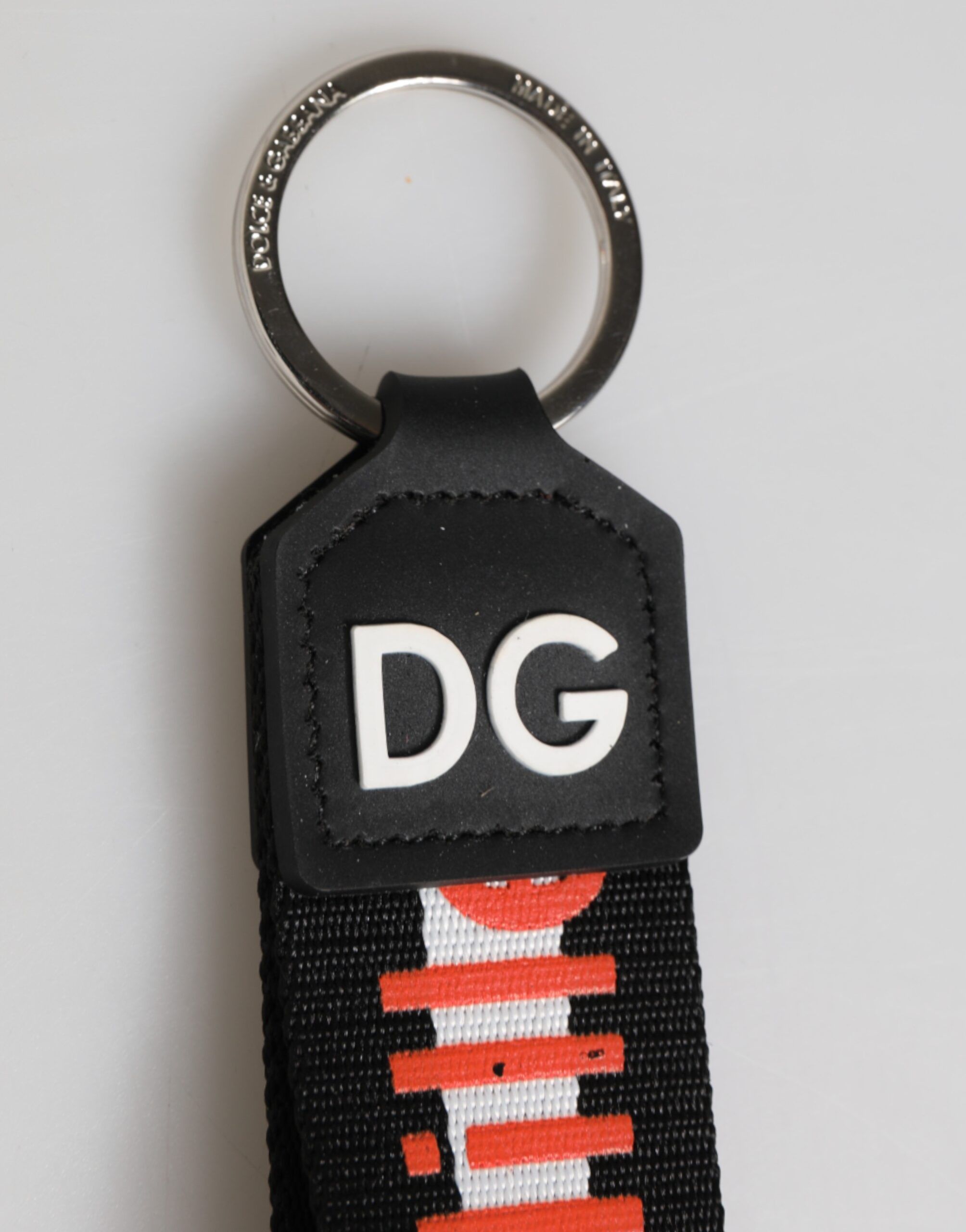 Black Red Logo Polyester Brass Holder Keychain Men's Keyring (Pre-Owned) - Dolce & Gabbana - Modalova