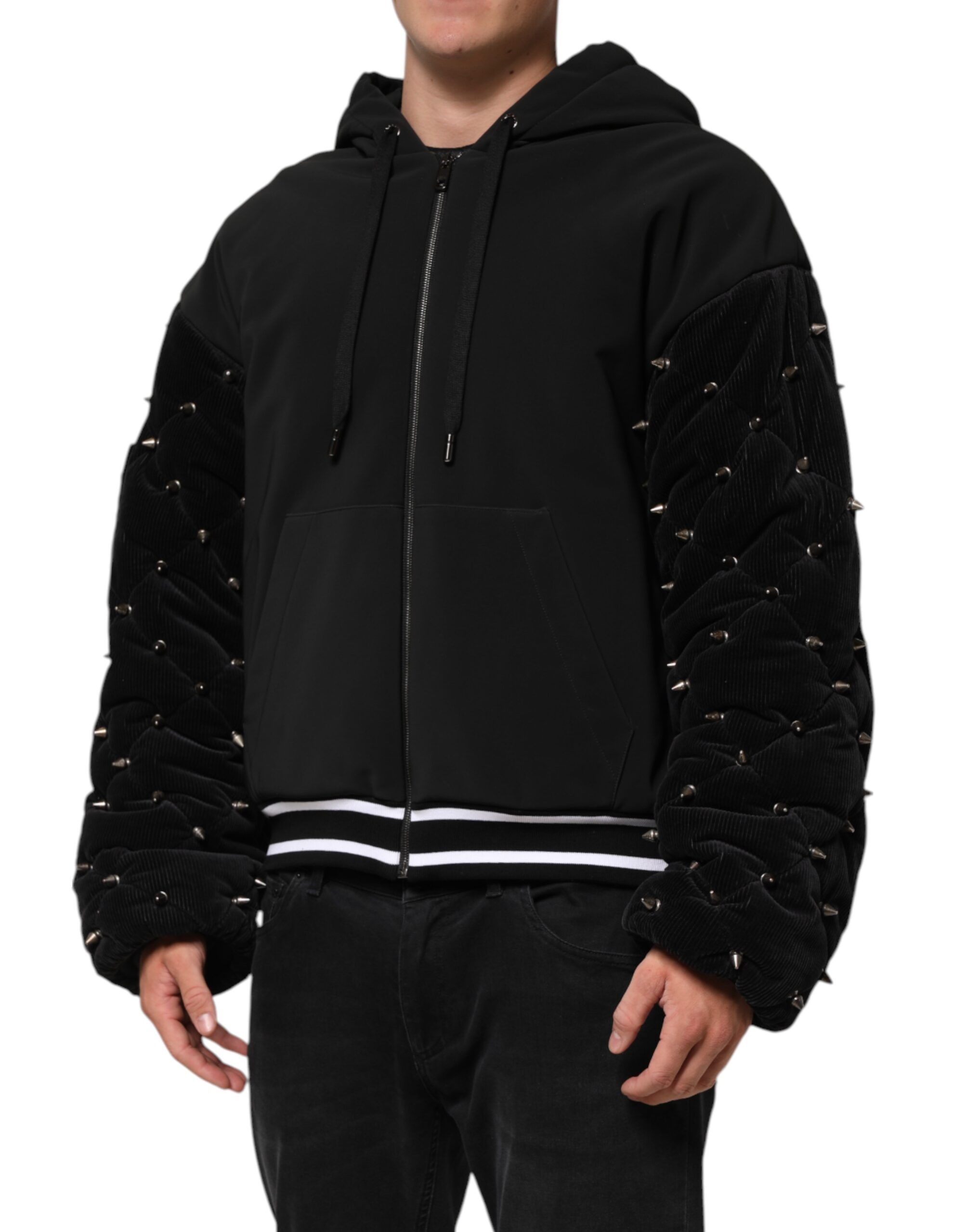 Cotton Quilted Studded Sleeve Hoodie Men's Jacket (Pre-Owned) - Dolce & Gabbana - Modalova