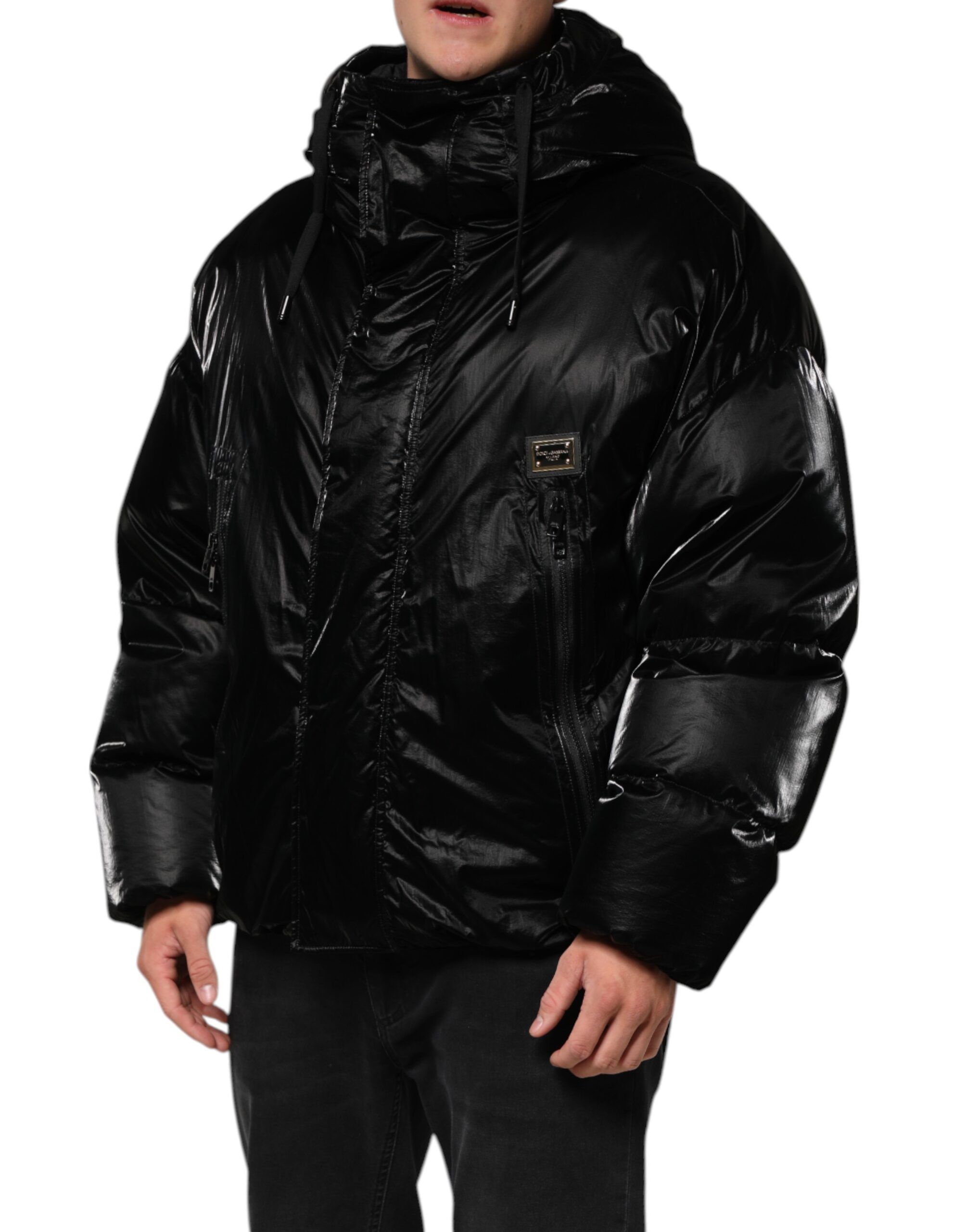 Logo Full Zip Hooded Quilted Men's Jacket (Pre-Owned) - Dolce & Gabbana - Modalova