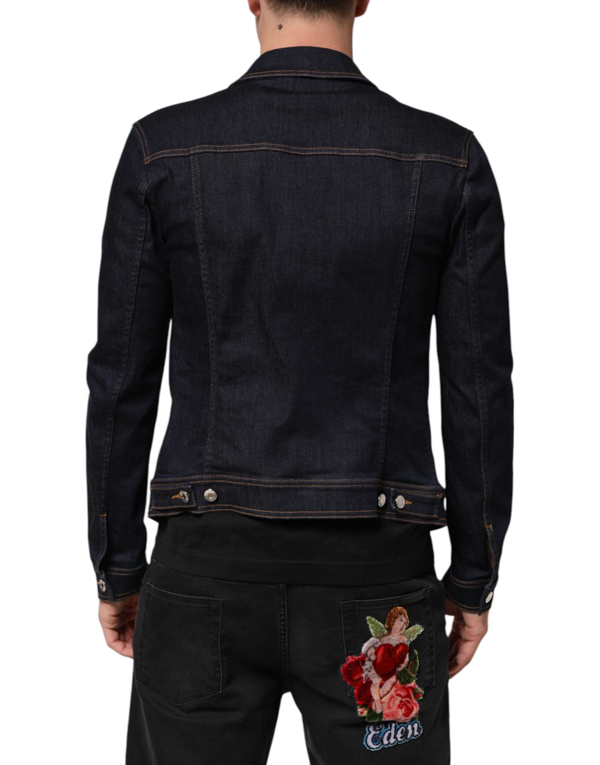 Indigo Denim Slim Fit Logo Patch Men's Jacket (Pre-Owned) - Dolce & Gabbana - Modalova