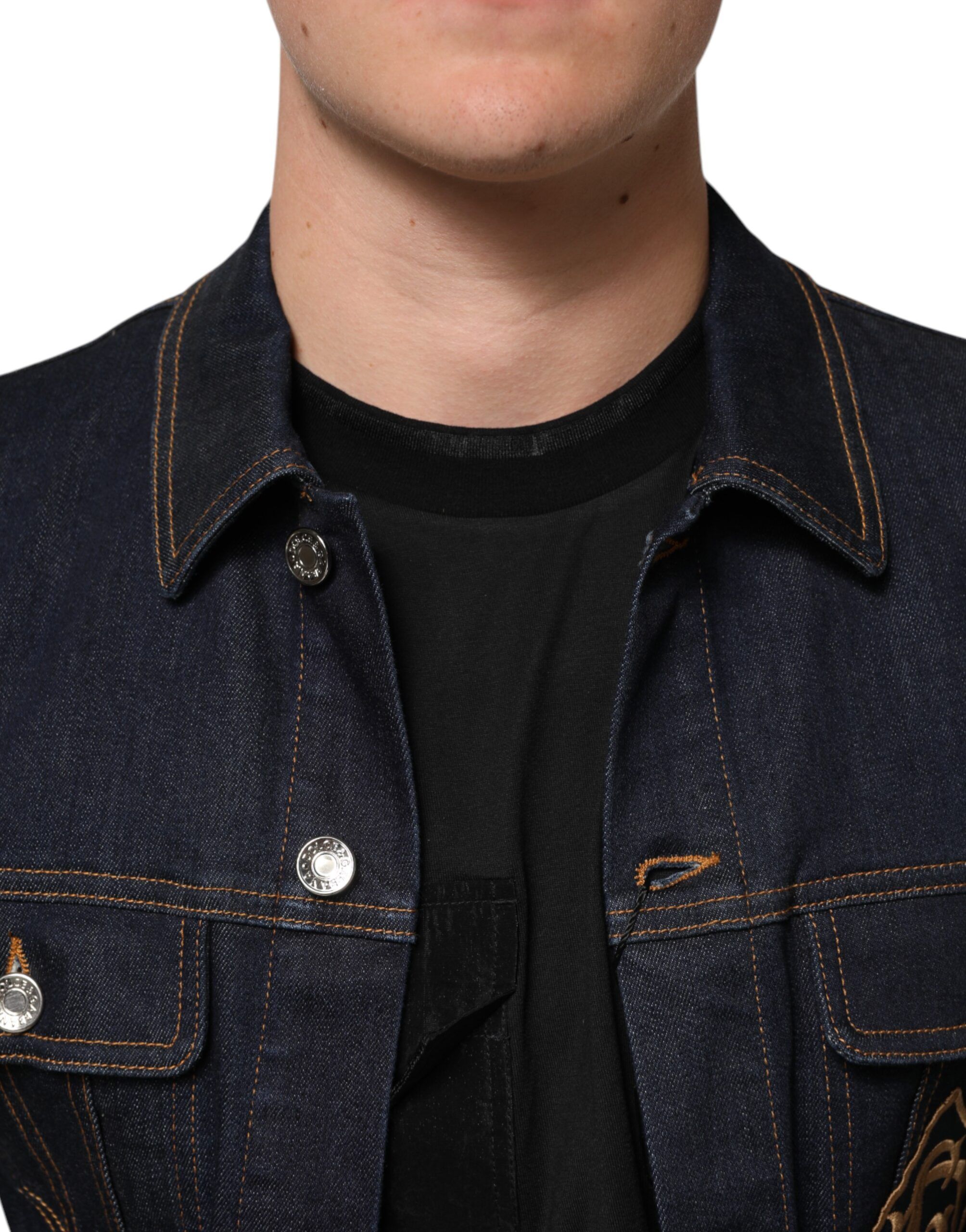 Indigo Denim Slim Fit Logo Patch Men's Jacket (Pre-Owned) - Dolce & Gabbana - Modalova