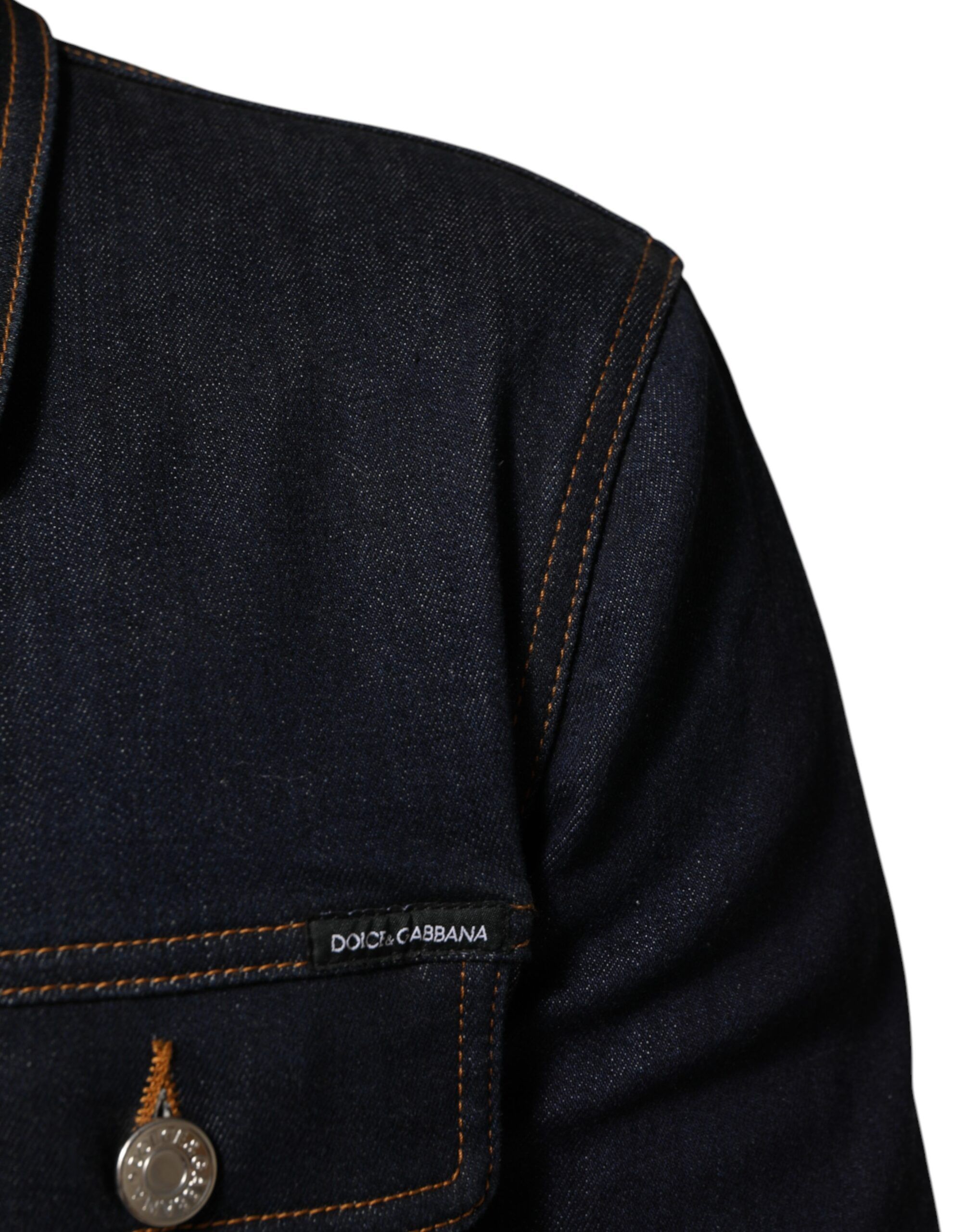 Indigo Denim Slim Fit Logo Patch Men's Jacket (Pre-Owned) - Dolce & Gabbana - Modalova