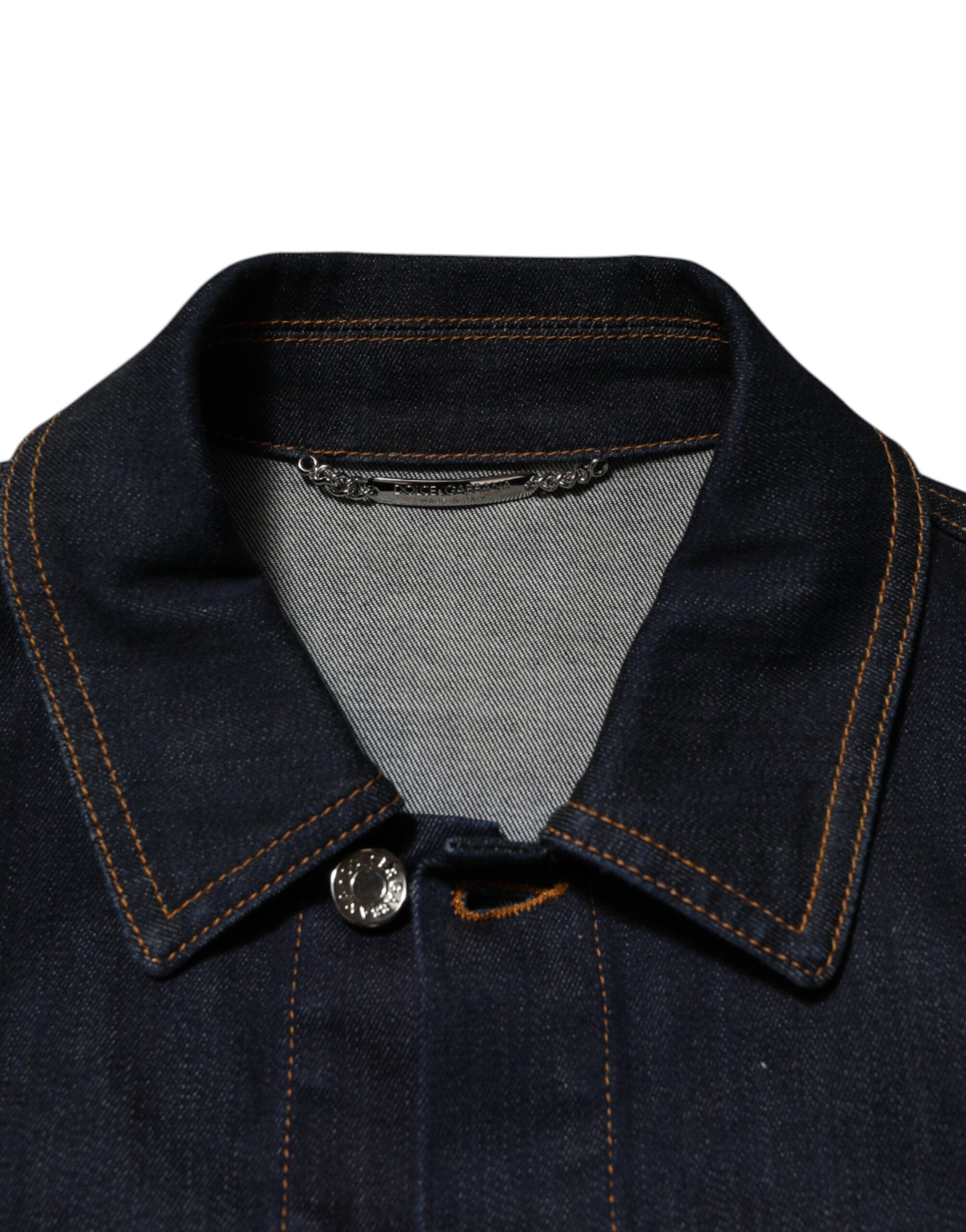 Indigo Denim Slim Fit Logo Patch Men's Jacket (Pre-Owned) - Dolce & Gabbana - Modalova