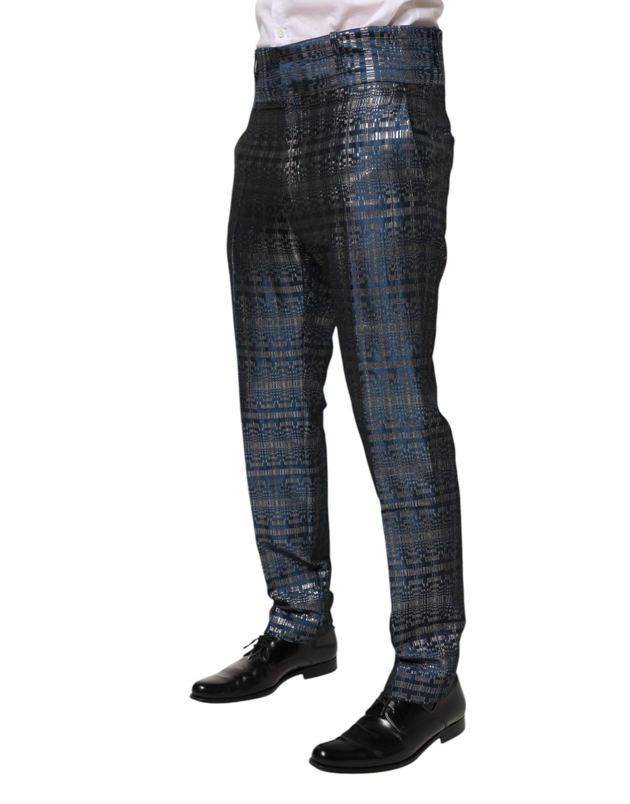 Silver Shiny Silk Skinny Men Trouser Men's Pants - Dolce & Gabbana - Modalova