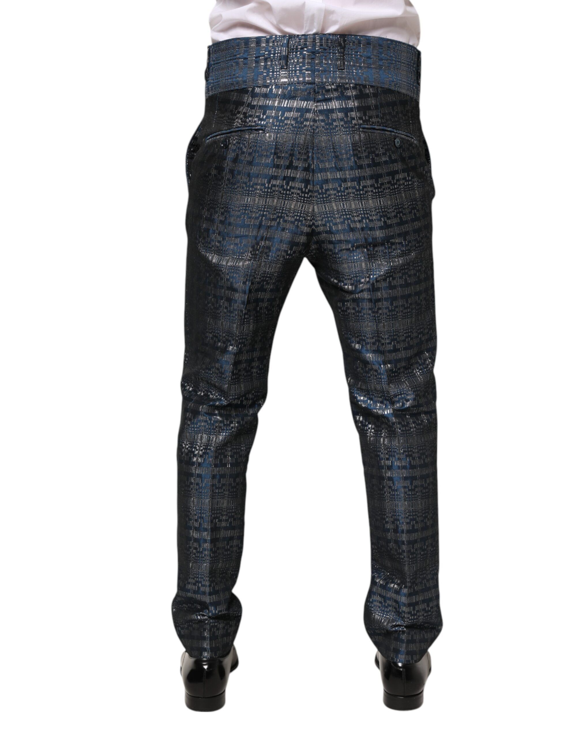 Silver Shiny Silk Skinny Men Trouser Men's Pants - Dolce & Gabbana - Modalova
