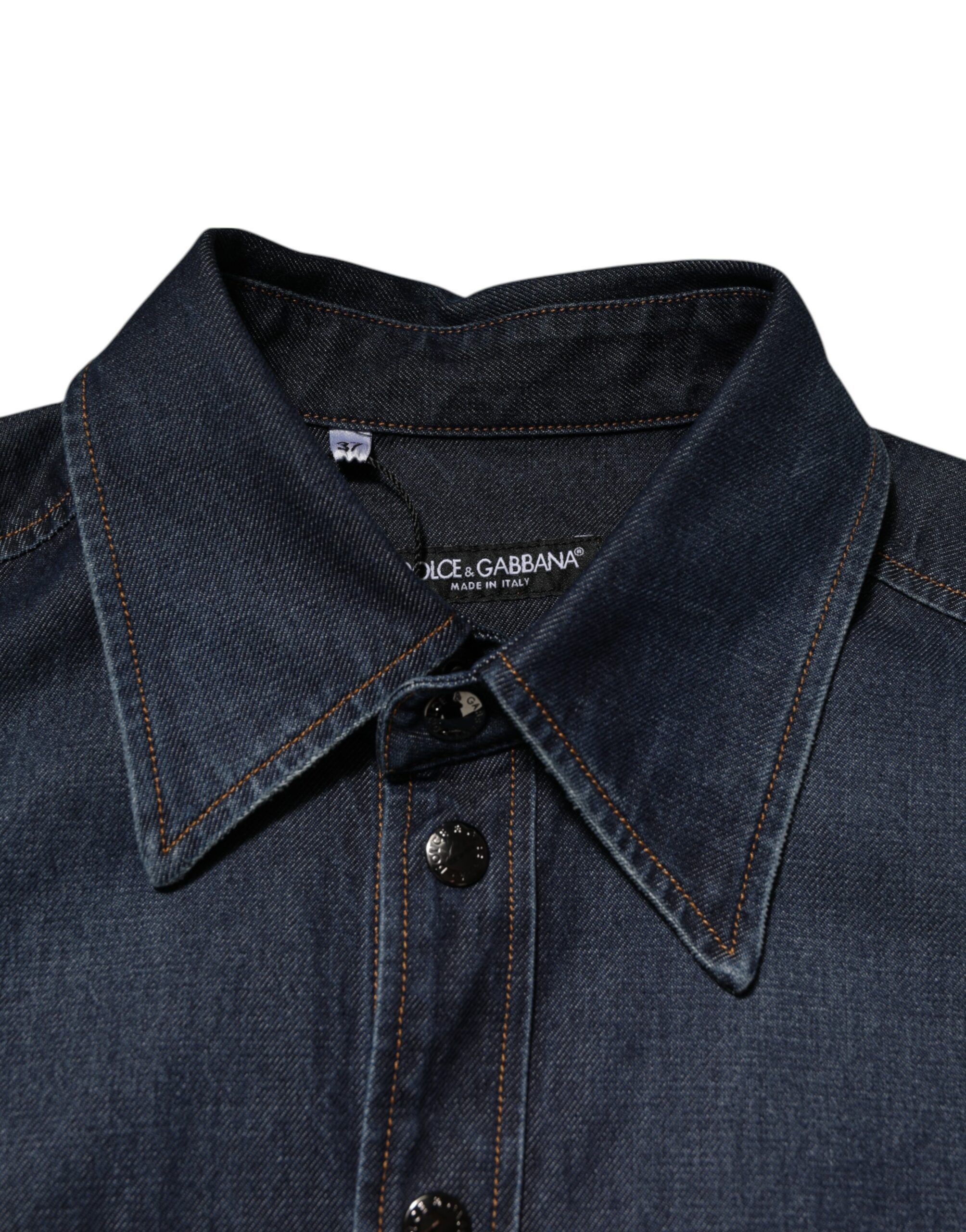 Denim Button Casual Logo Patch Men Men's Shirt - Dolce & Gabbana - Modalova