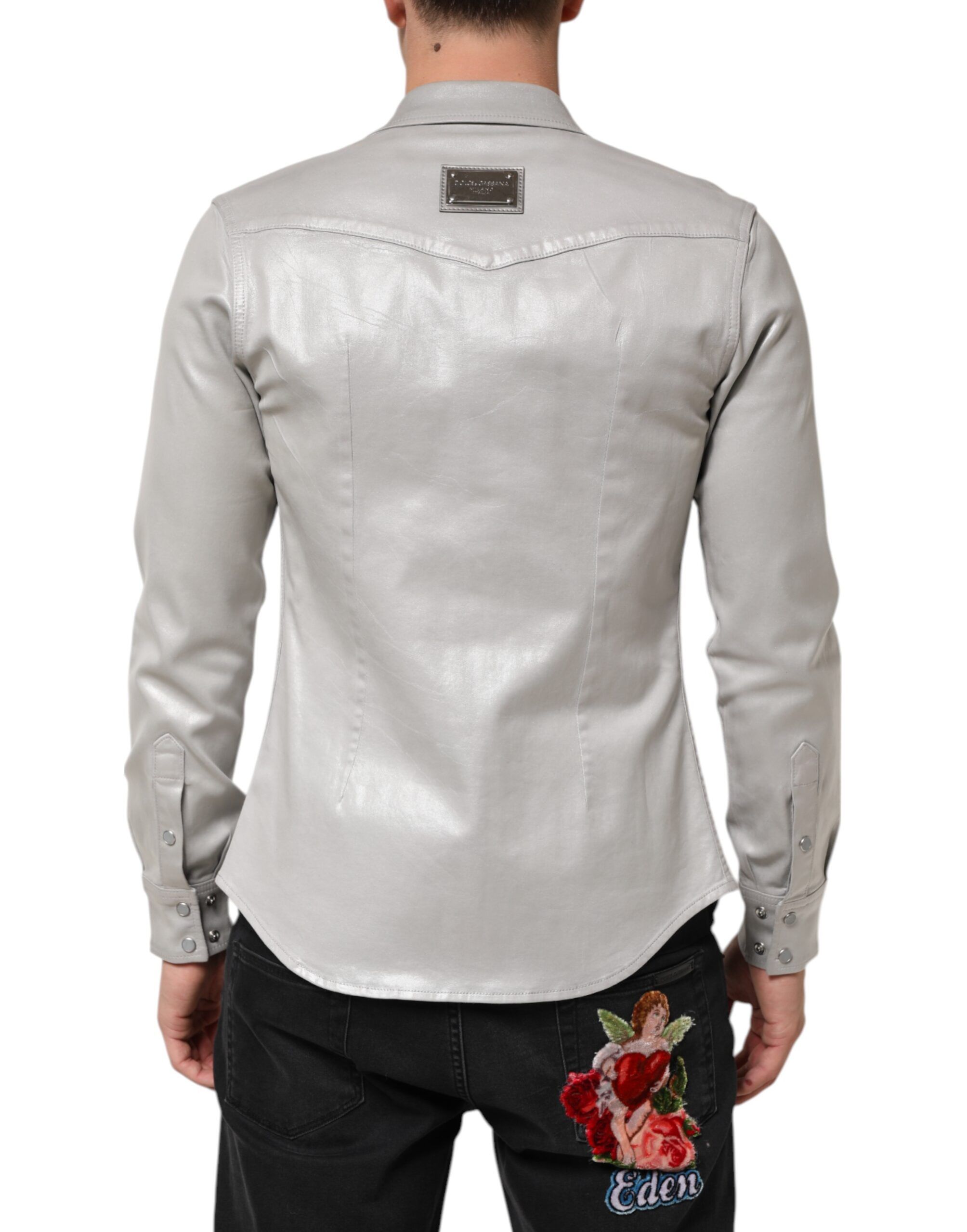 Metallic Cotton Button Down Men Men's Shirt (Pre-Owned) - Dolce & Gabbana - Modalova