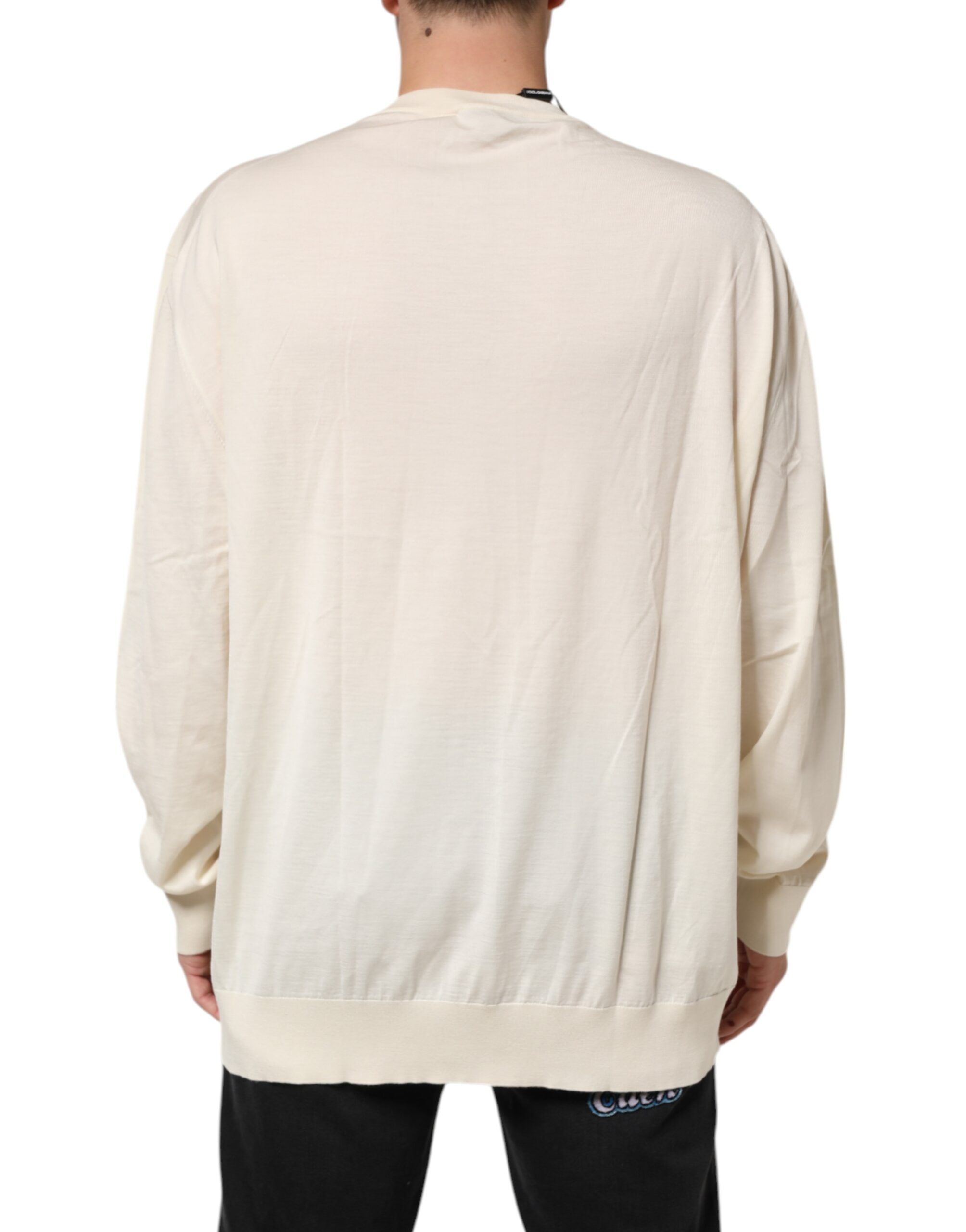 Ivory Virgin Wool Men V-Neck Knit Men's Sweater (Pre-Owned) - Dolce & Gabbana - Modalova