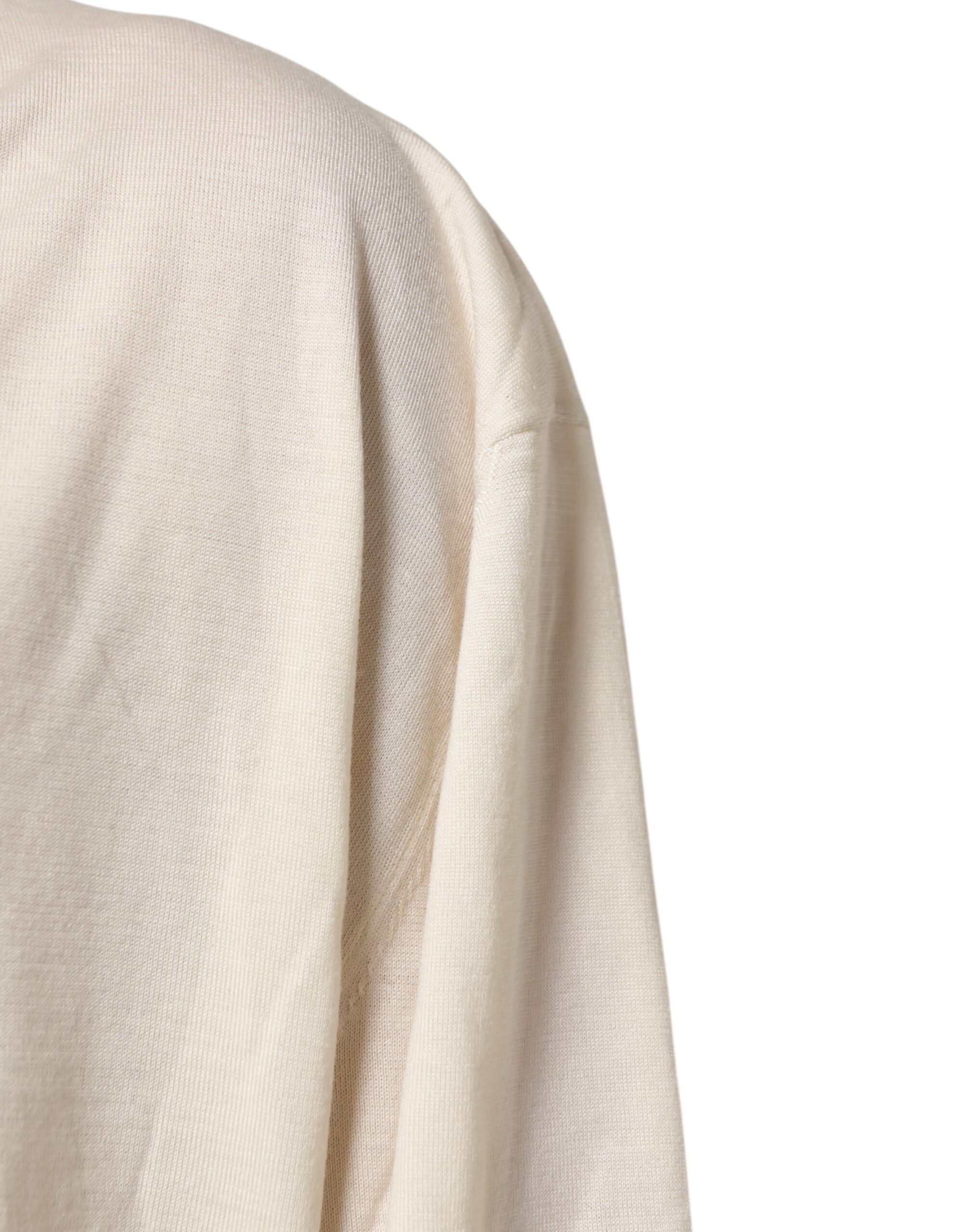 Ivory Virgin Wool Men V-Neck Knit Men's Sweater (Pre-Owned) - Dolce & Gabbana - Modalova