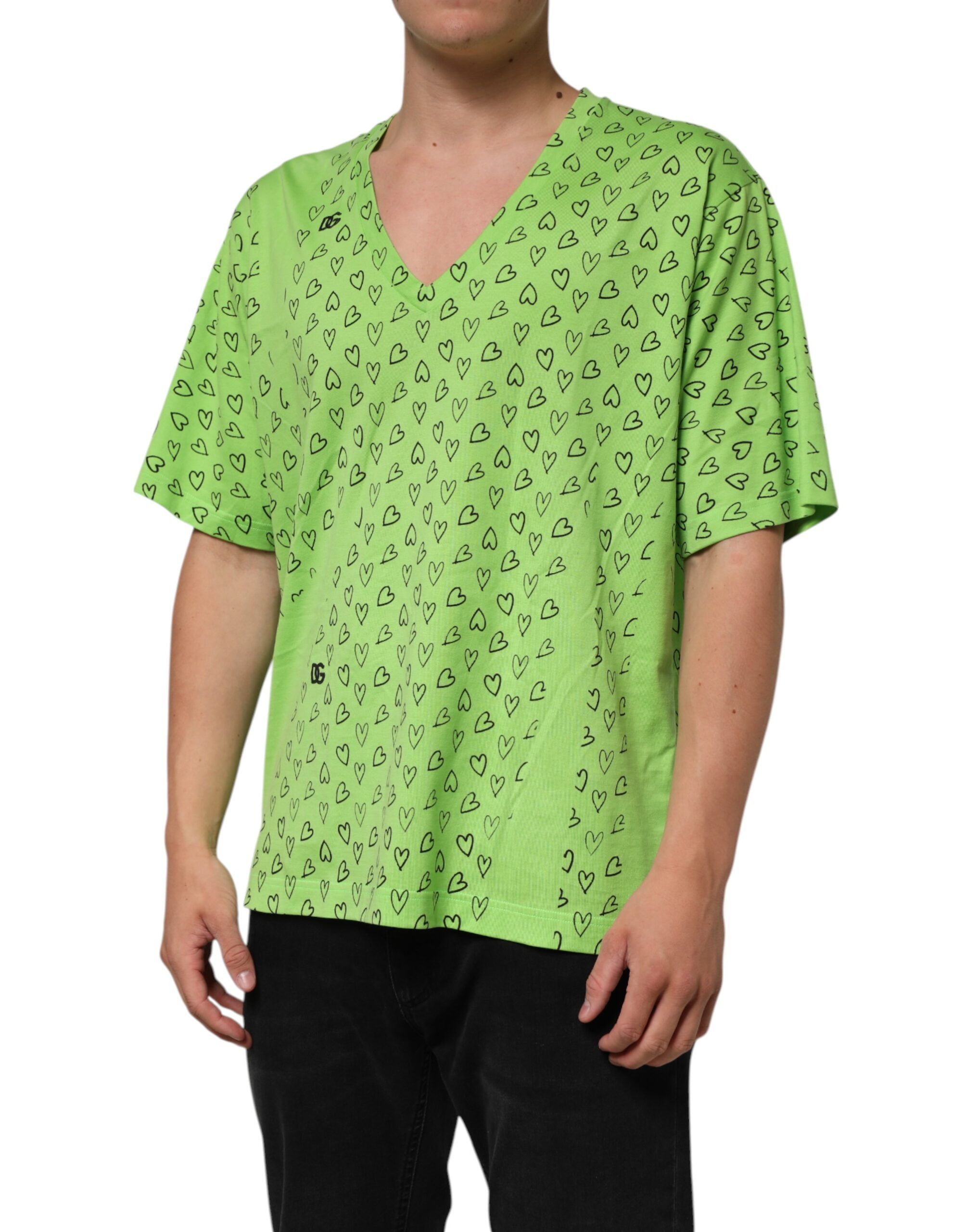 V-Neck DG Logo Heart Print Men's T-shirt (Pre-Owned) - Dolce & Gabbana - Modalova