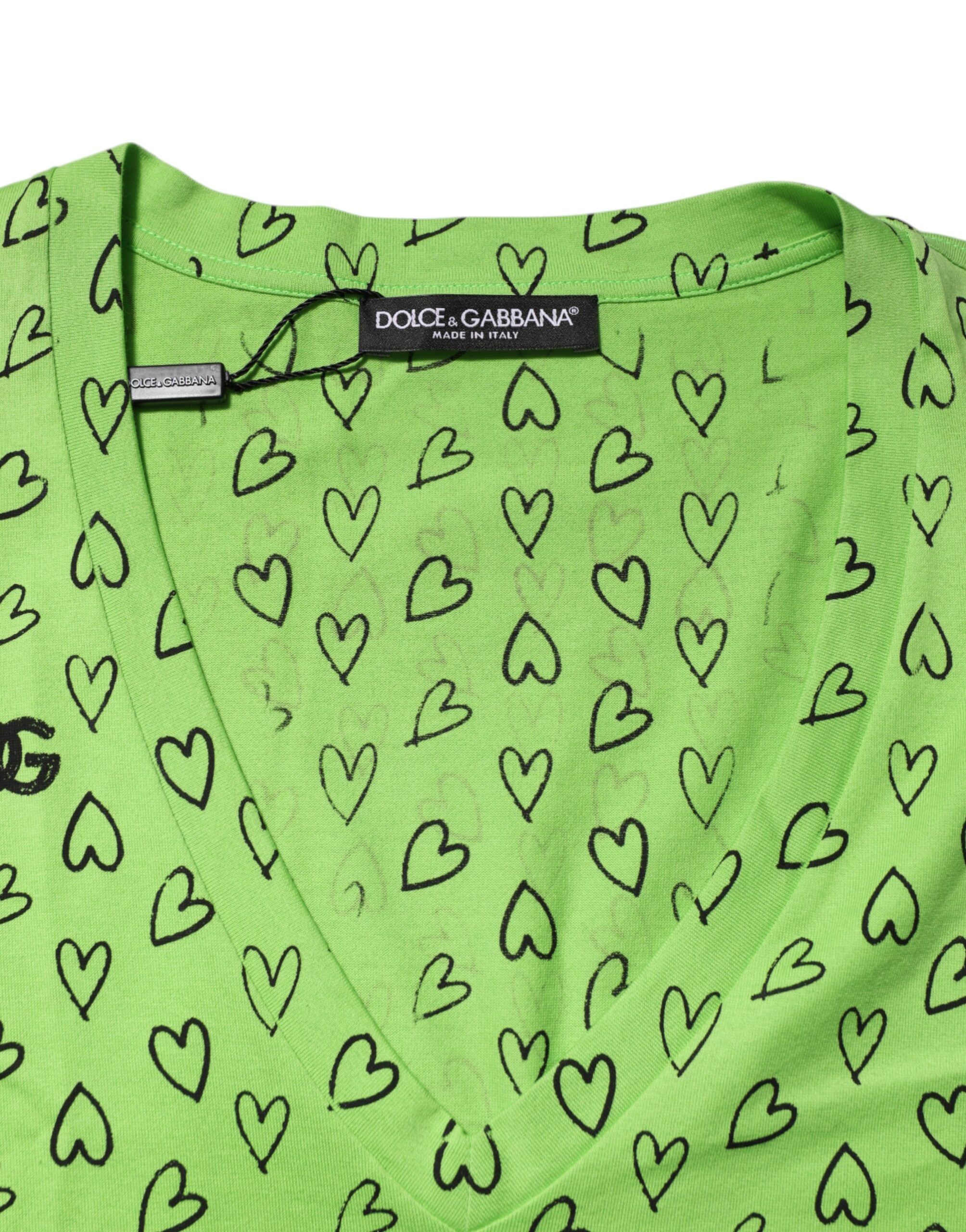V-Neck DG Logo Heart Print Men's T-shirt (Pre-Owned) - Dolce & Gabbana - Modalova