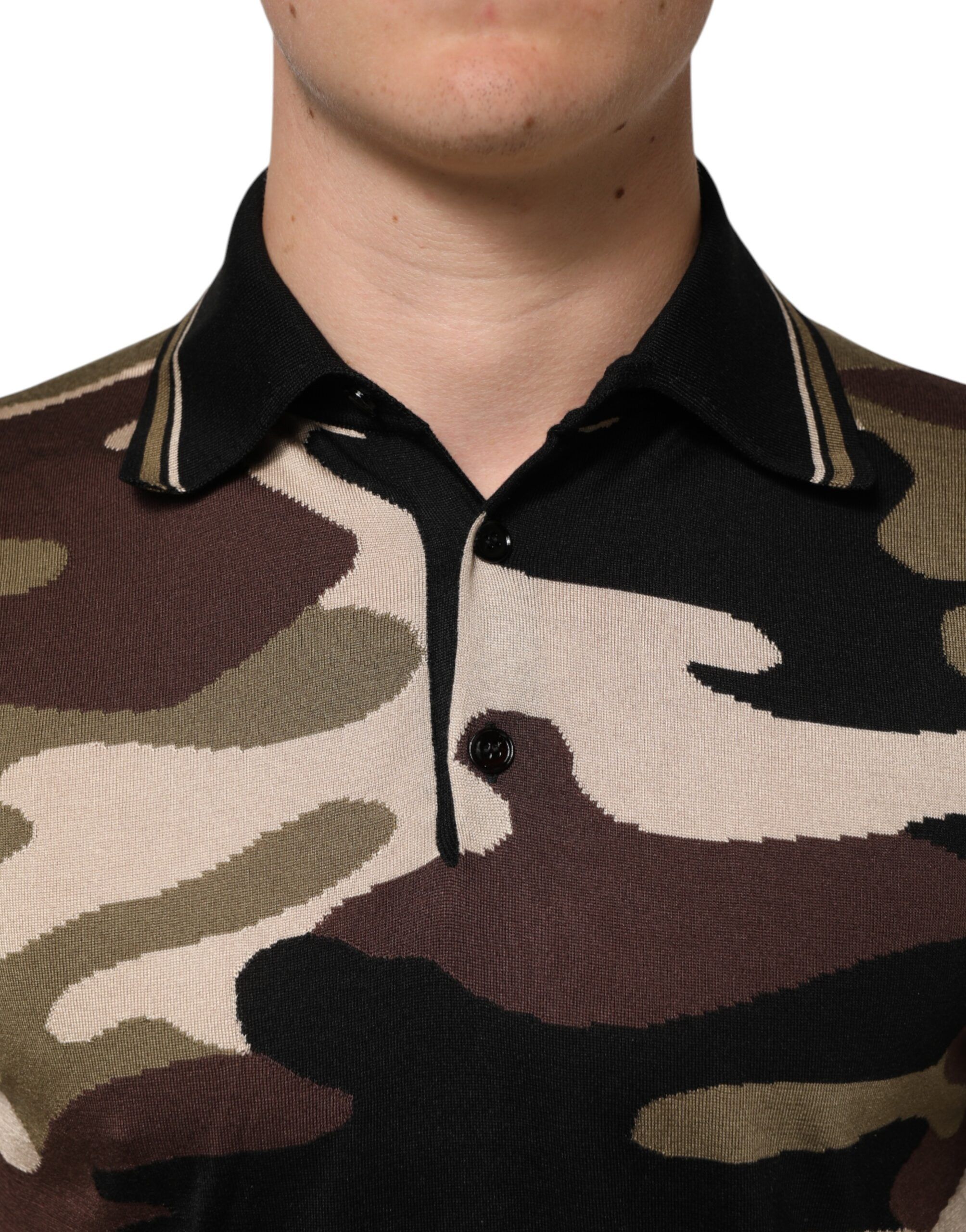 Camouflage Silk Military Polo Men's T-shirt - Dolce & Gabbana - Modalova