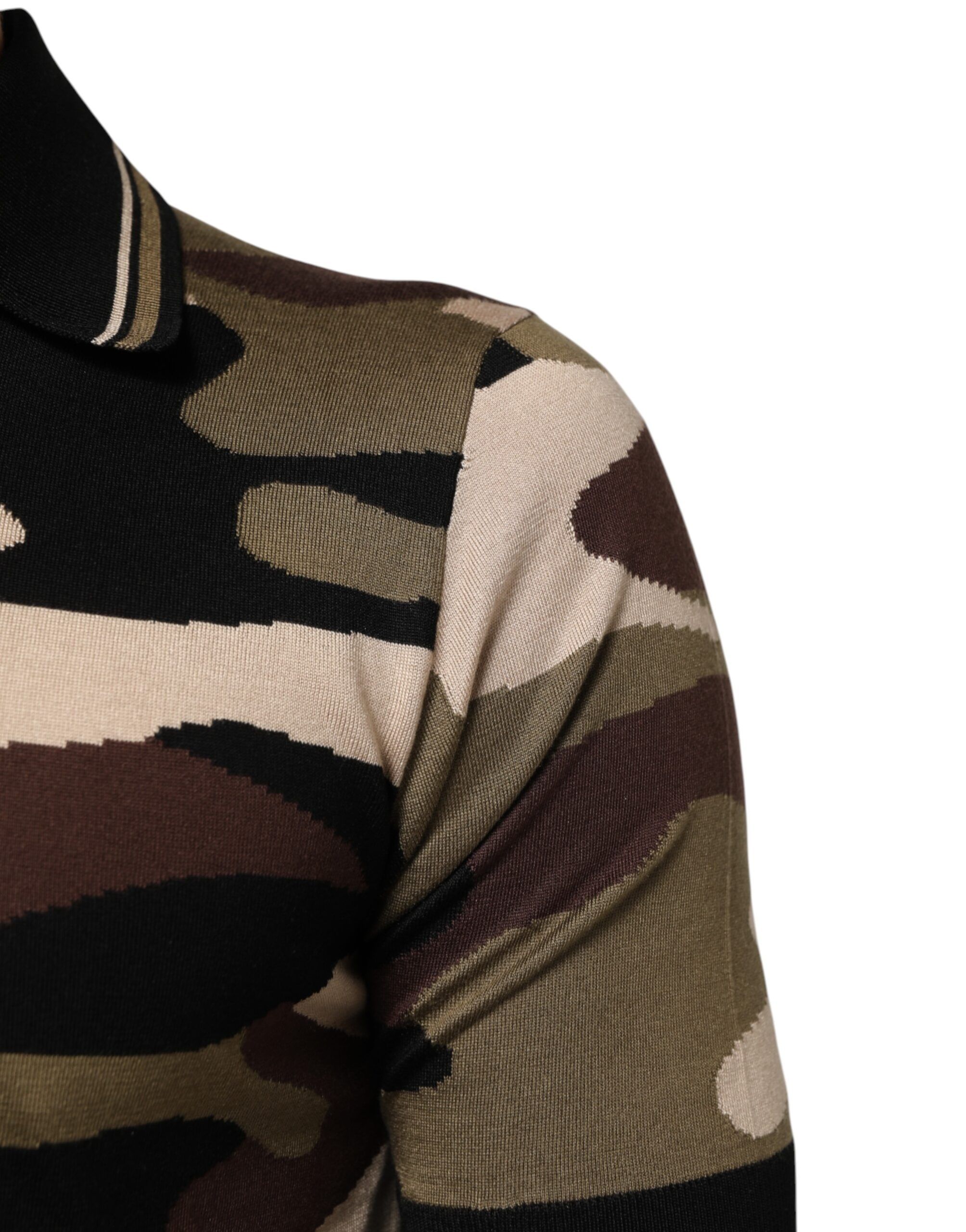 Camouflage Silk Military Polo Men's T-shirt - Dolce & Gabbana - Modalova