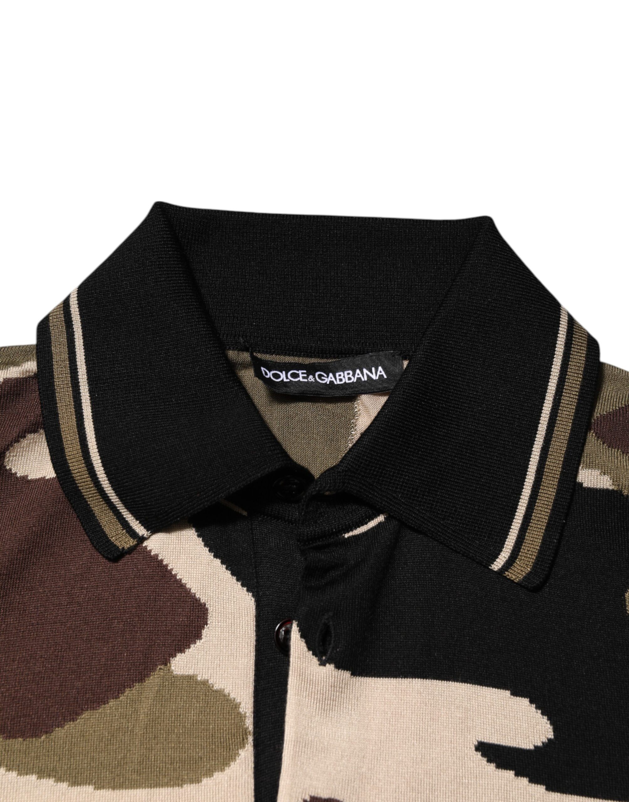 Camouflage Silk Military Polo Men's T-shirt - Dolce & Gabbana - Modalova