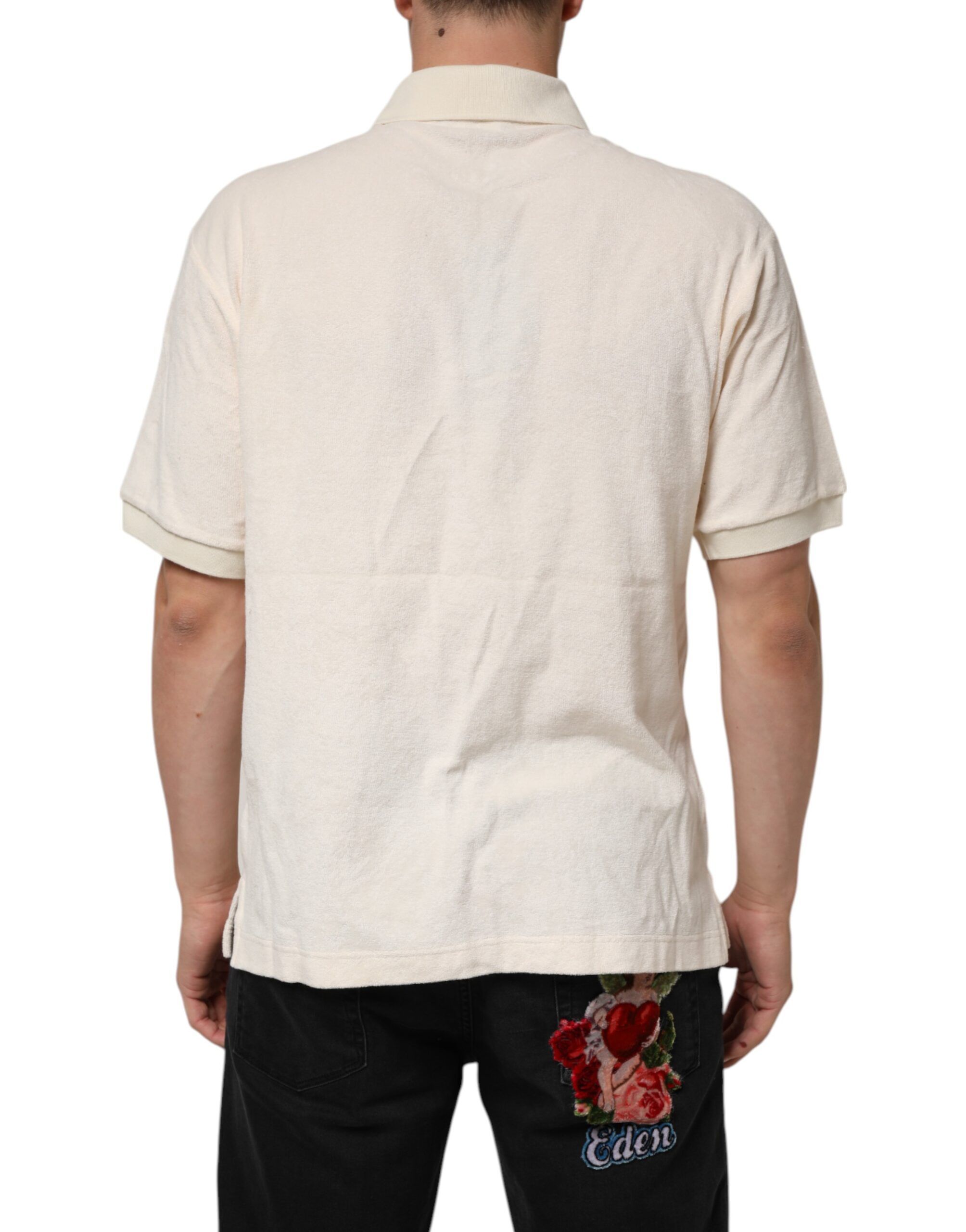 Ivory Cotton Terry Logo Pocket Polo Men's T-shirt - Dolce & Gabbana - Modalova