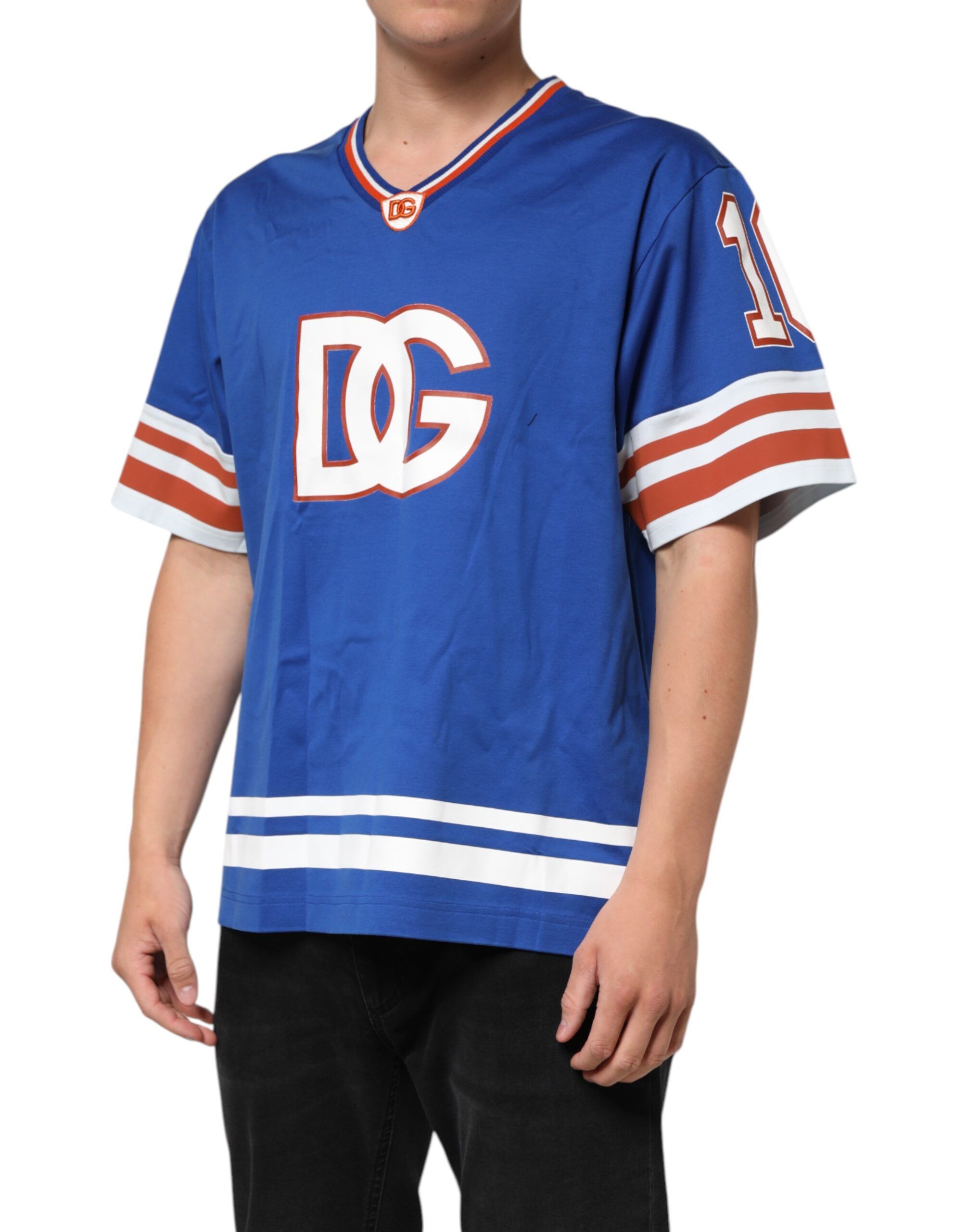 Blue Cotton DG Logo Mesh Jersey Men's T-shirt (Pre-Owned) - Dolce & Gabbana - Modalova
