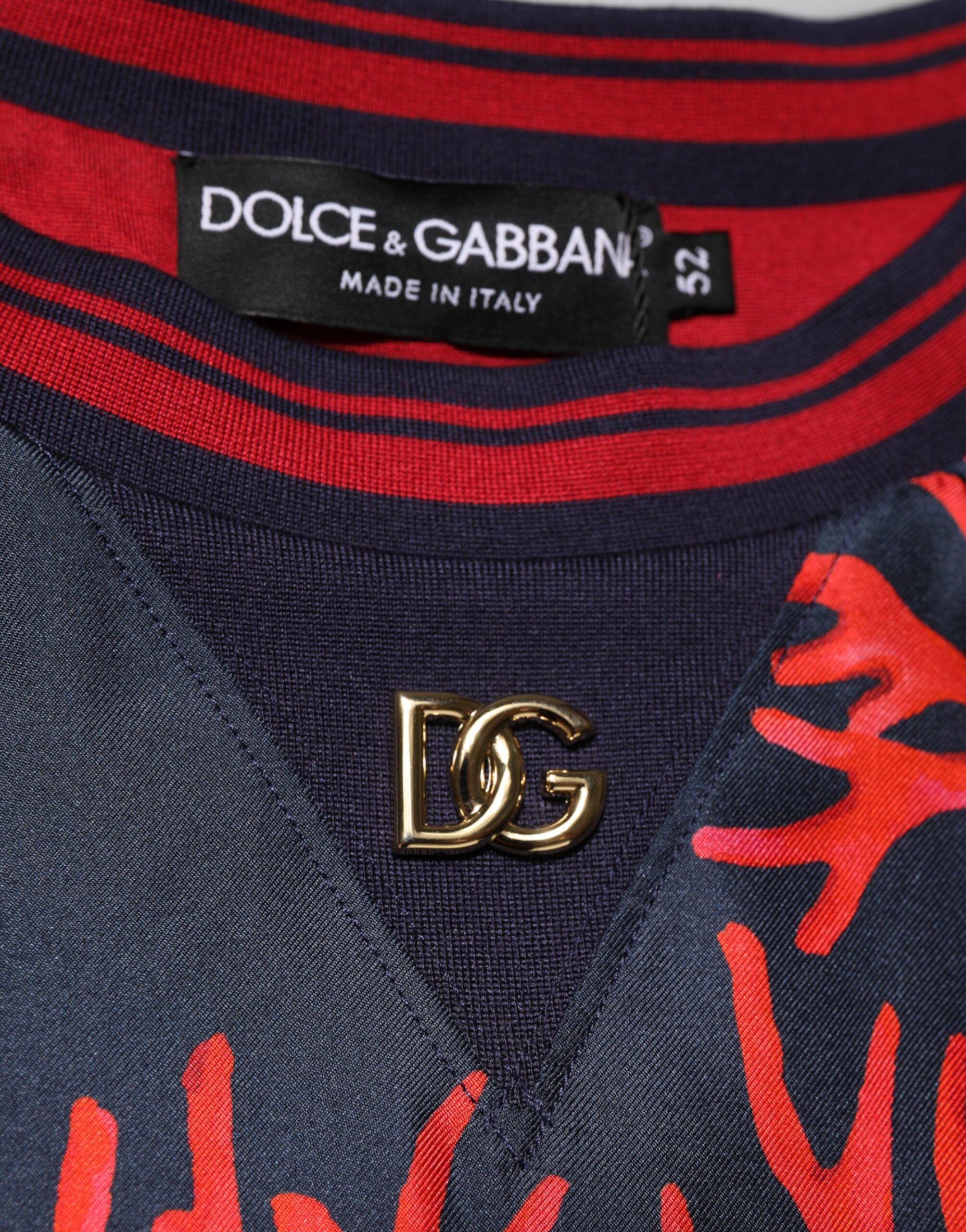 Silk Navy Coral Print Pullover Men's Sweater - Dolce & Gabbana - Modalova