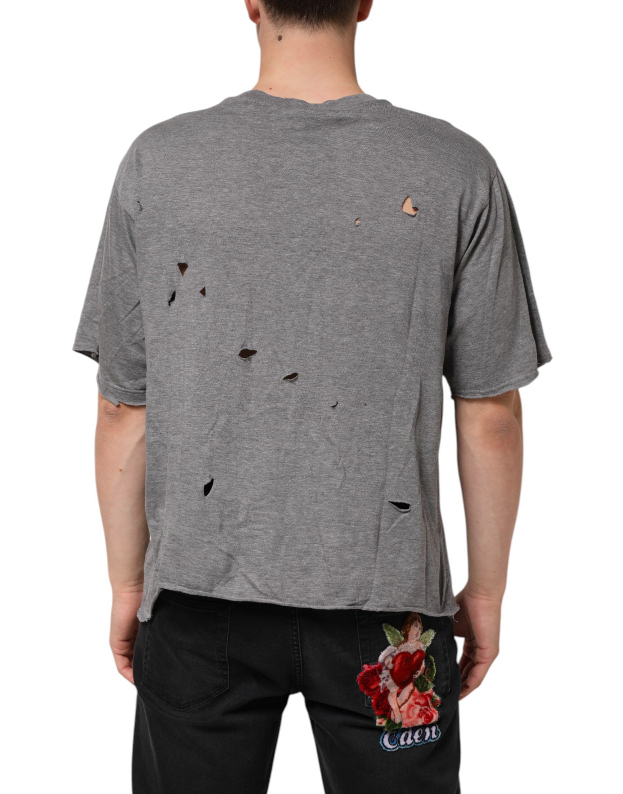 Cotton Tattered Logo Patch Men Men's T-shirt - Dolce & Gabbana - Modalova