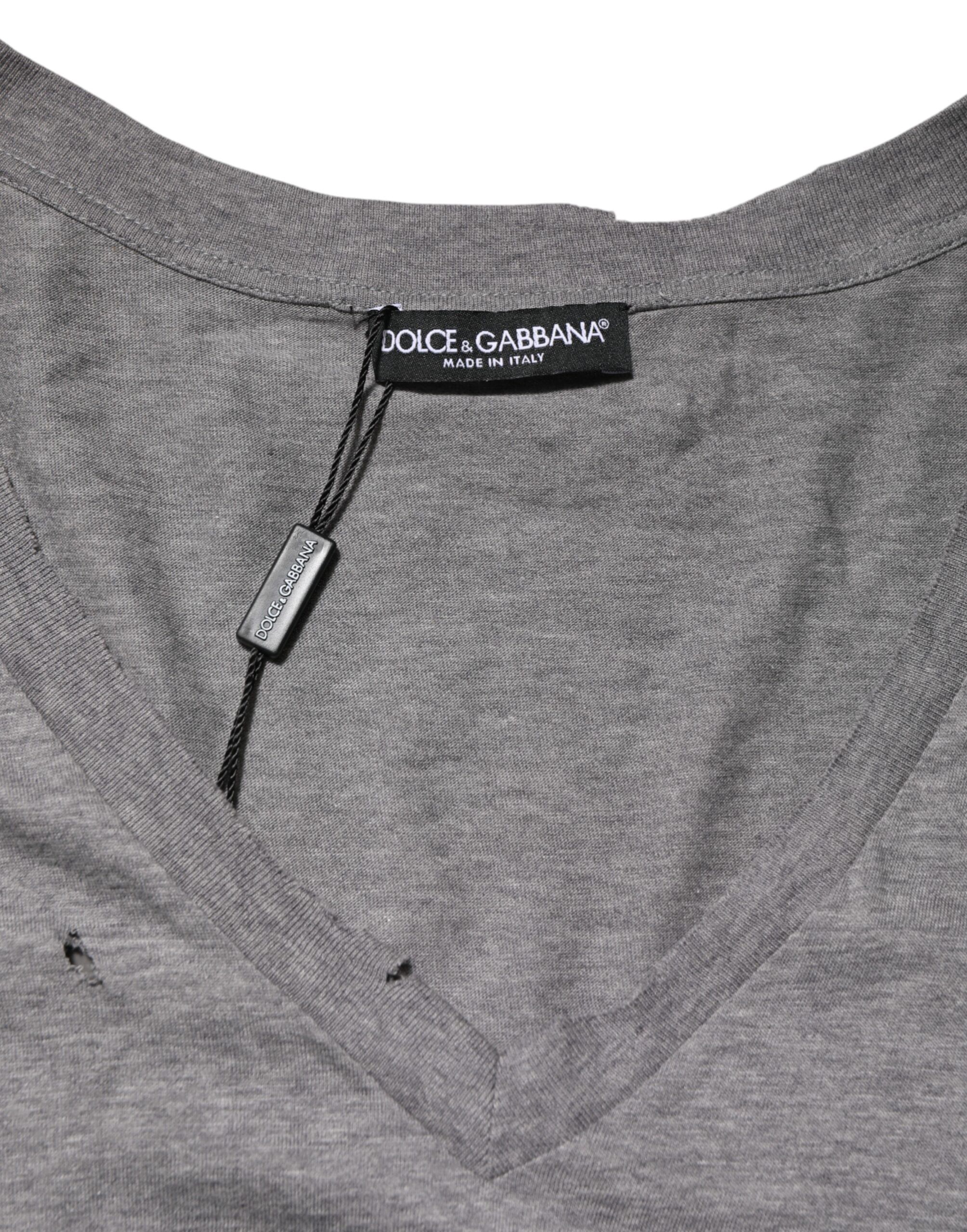 Cotton Tattered Logo Patch Men Men's T-shirt - Dolce & Gabbana - Modalova