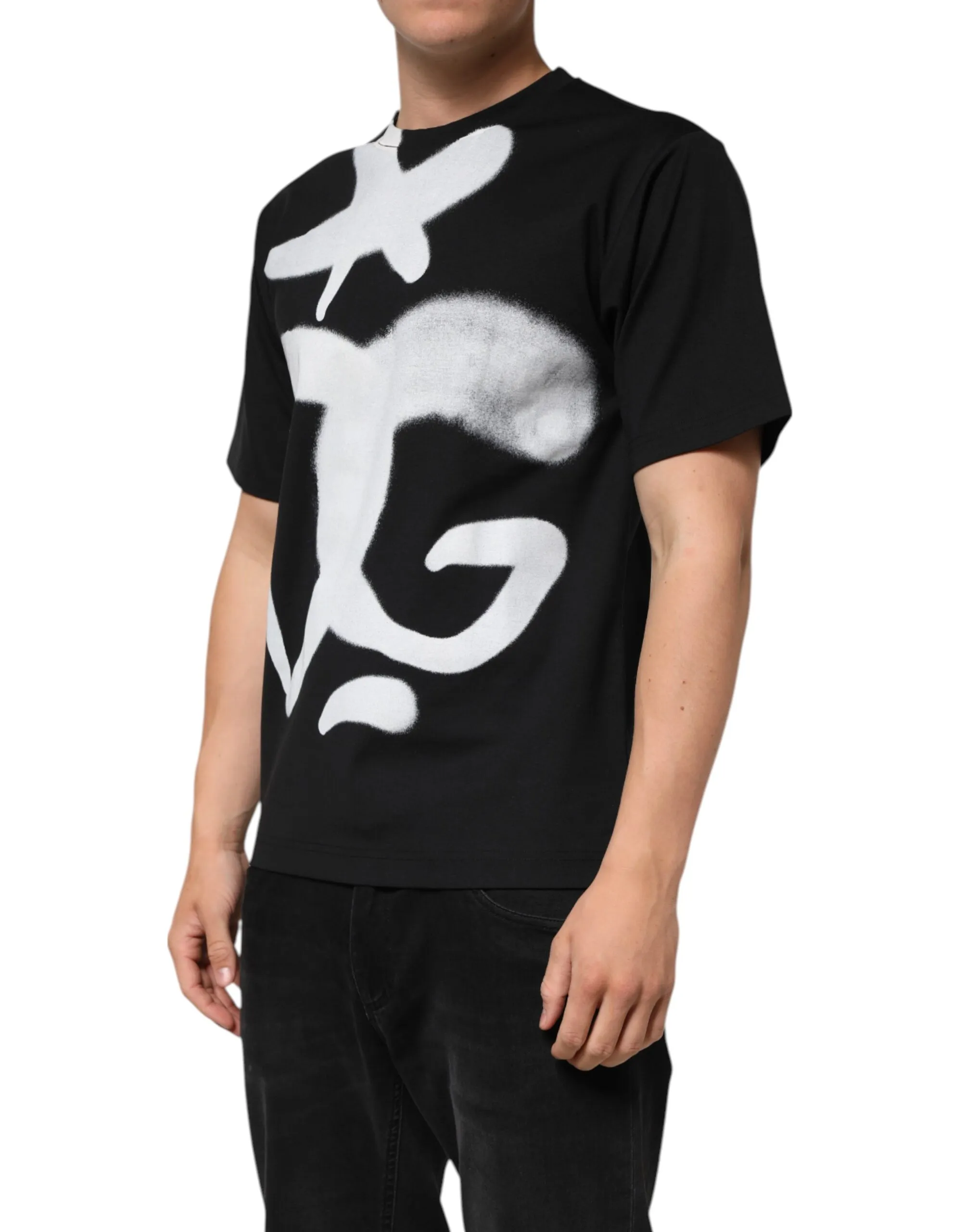 Cotton DG Logo Graffiti Short Sleeve Men's T-shirt - Dolce & Gabbana - Modalova