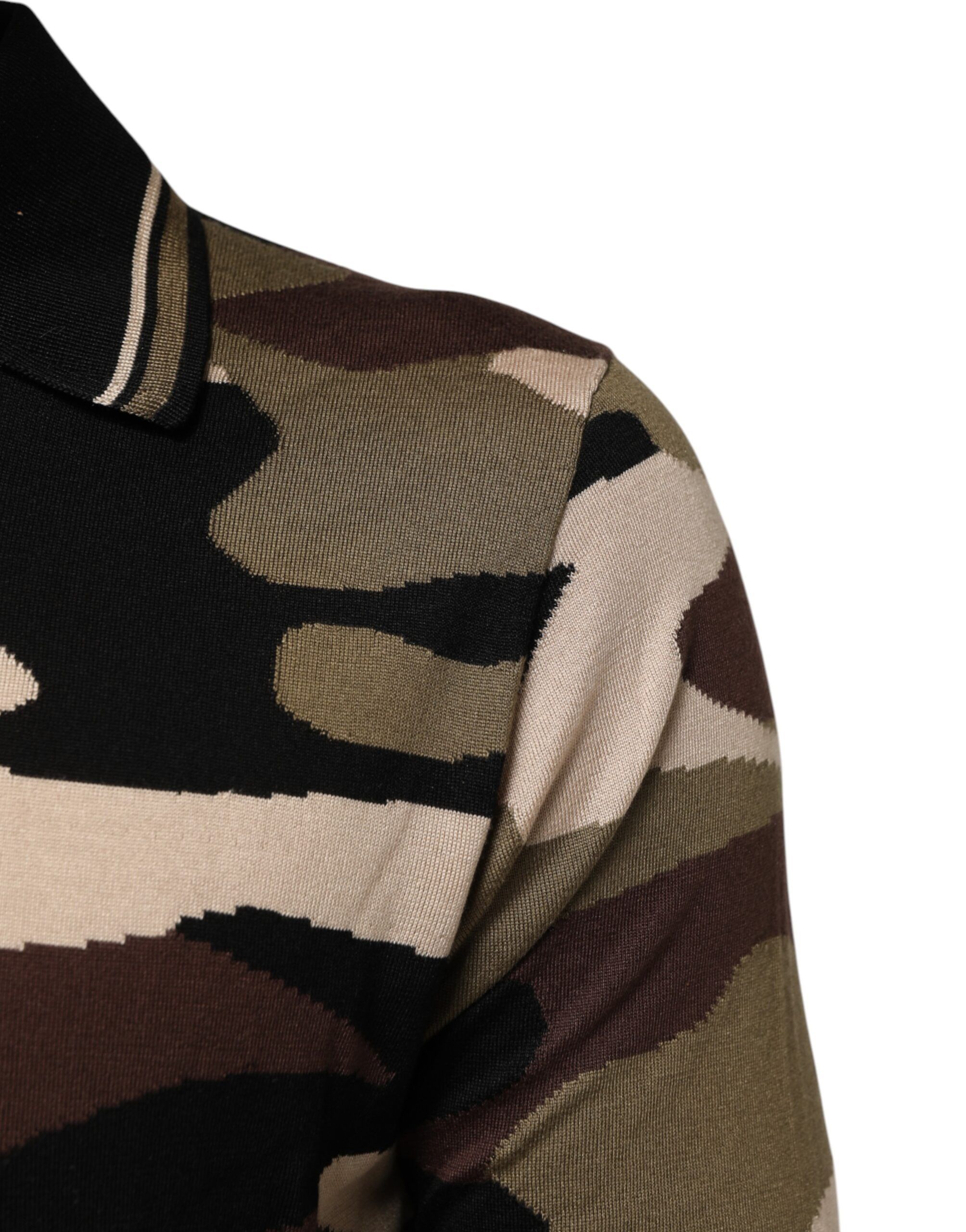 Camouflage Silk Military Polo Men's T-shirt (Pre-Owned) - Dolce & Gabbana - Modalova