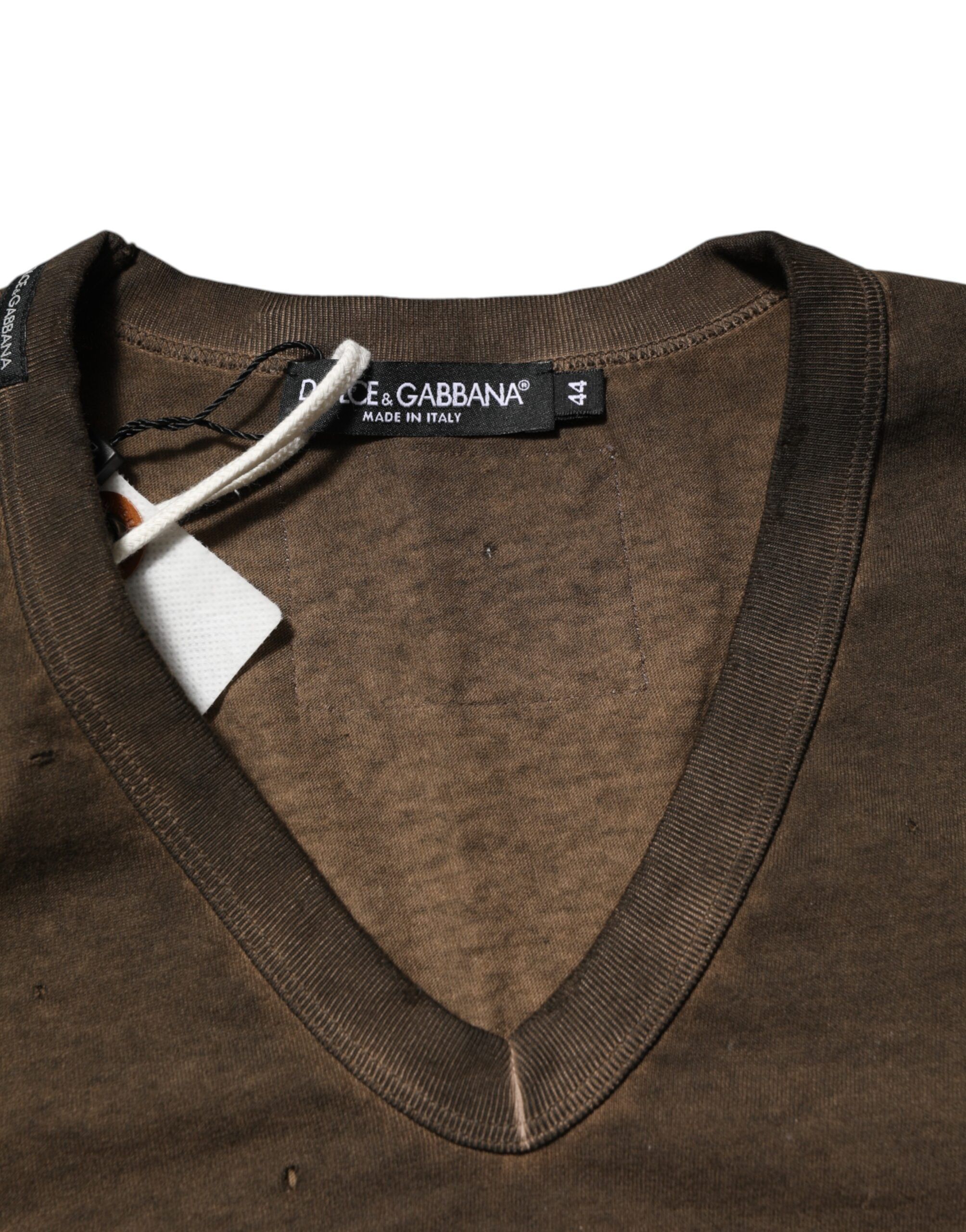 Dark Cotton Tattered Logo Men Men's T-shirt - Dolce & Gabbana - Modalova