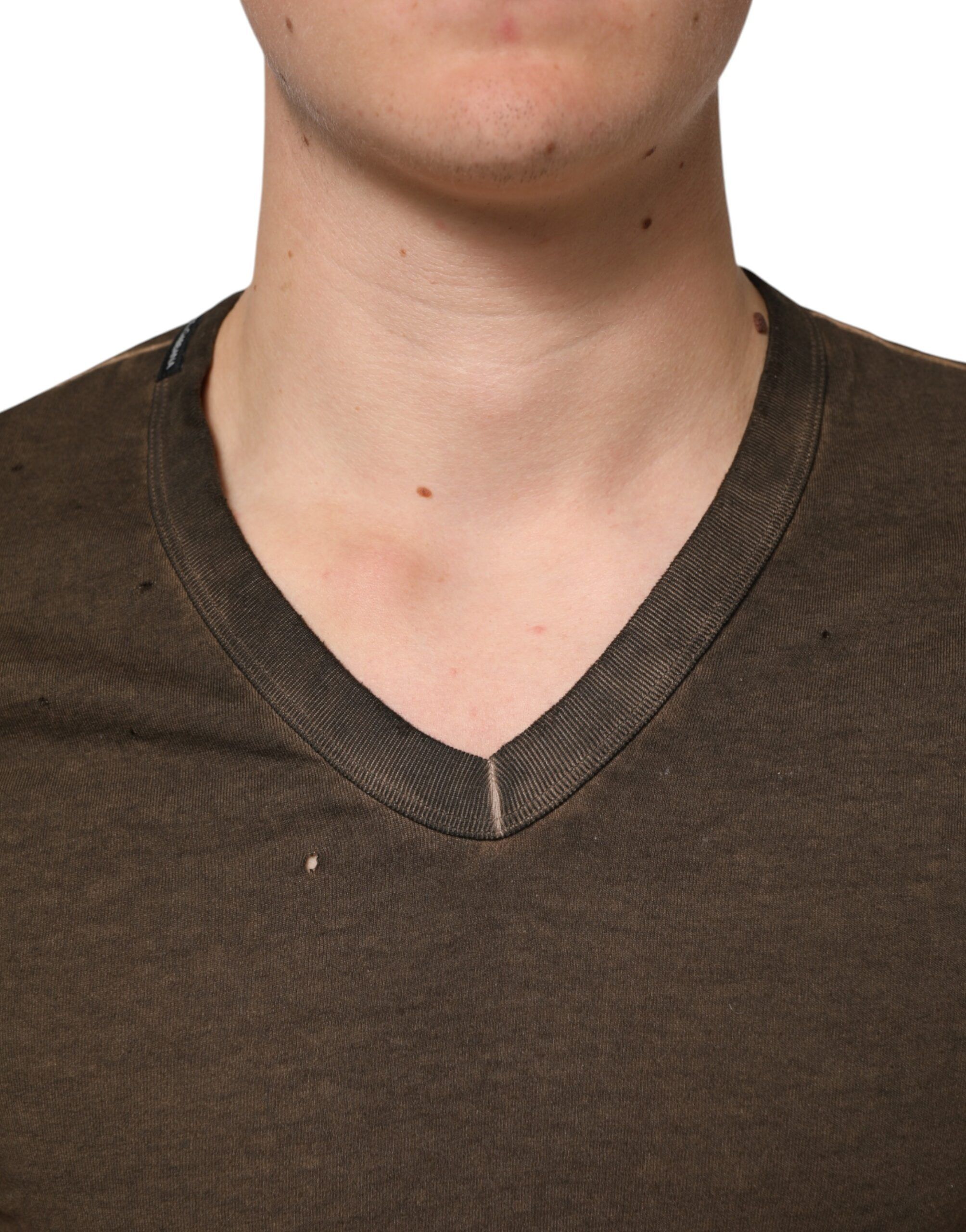 Dark Cotton Tattered Logo Men Men's T-shirt - Dolce & Gabbana - Modalova