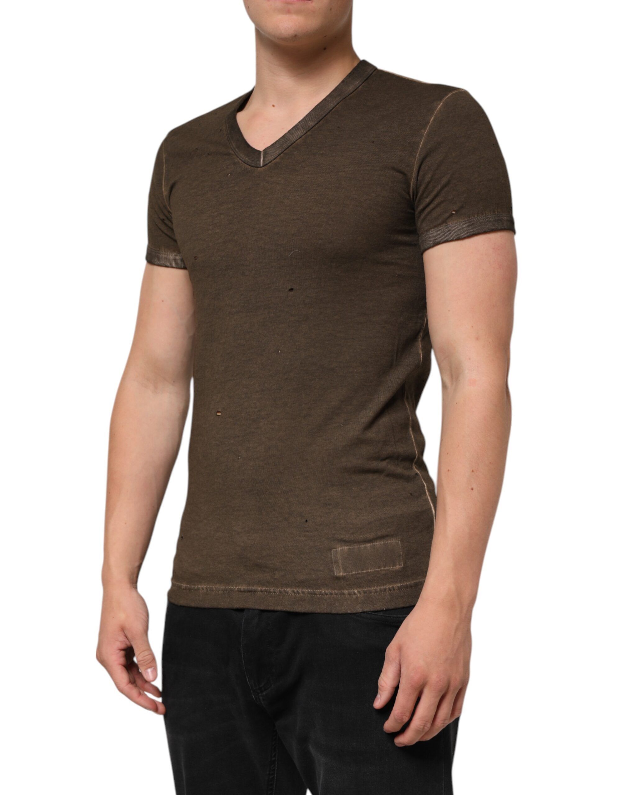 Dark Cotton Tattered Logo Men Men's T-shirt - Dolce & Gabbana - Modalova
