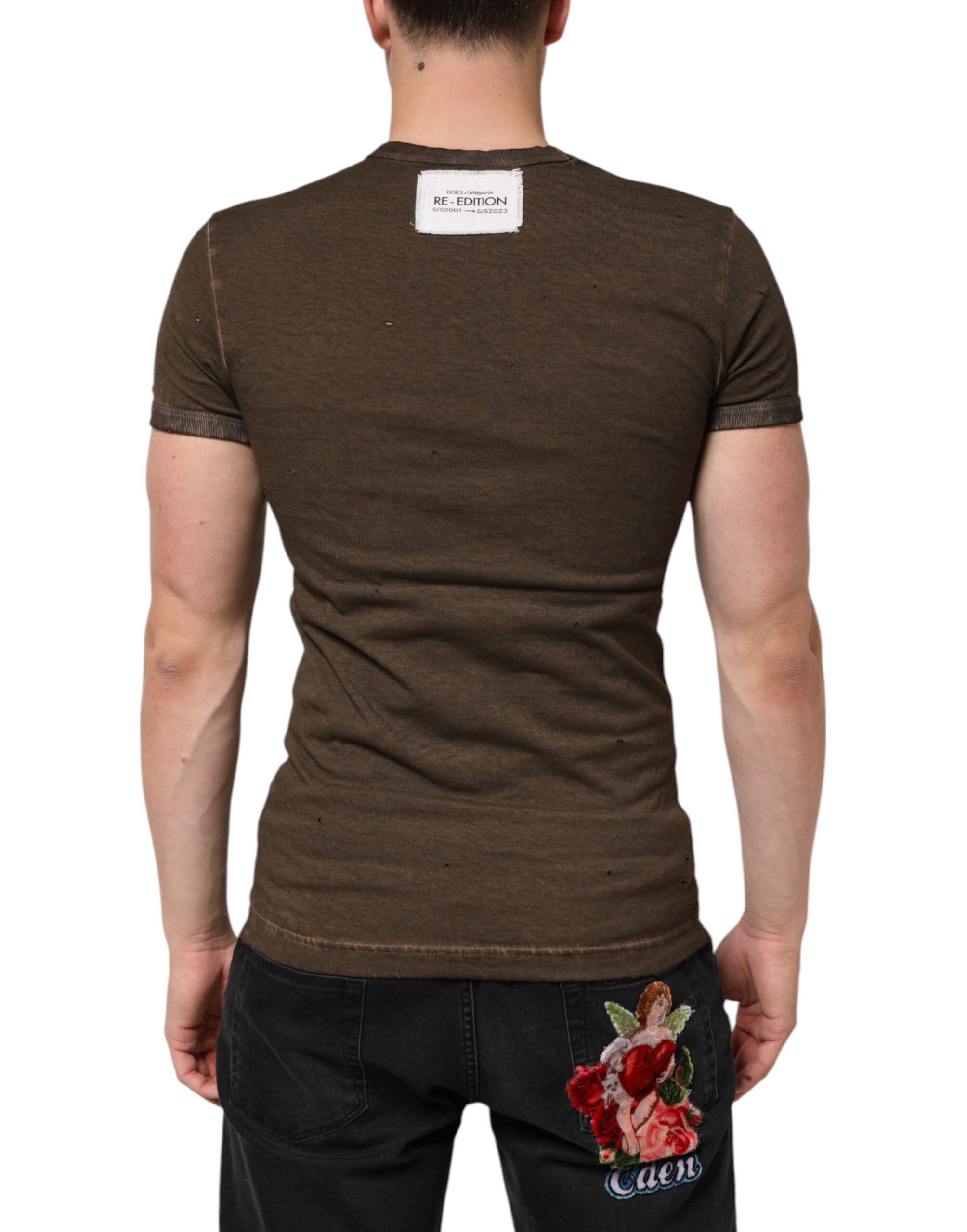 Dark Cotton Tattered Logo Men Men's T-shirt - Dolce & Gabbana - Modalova