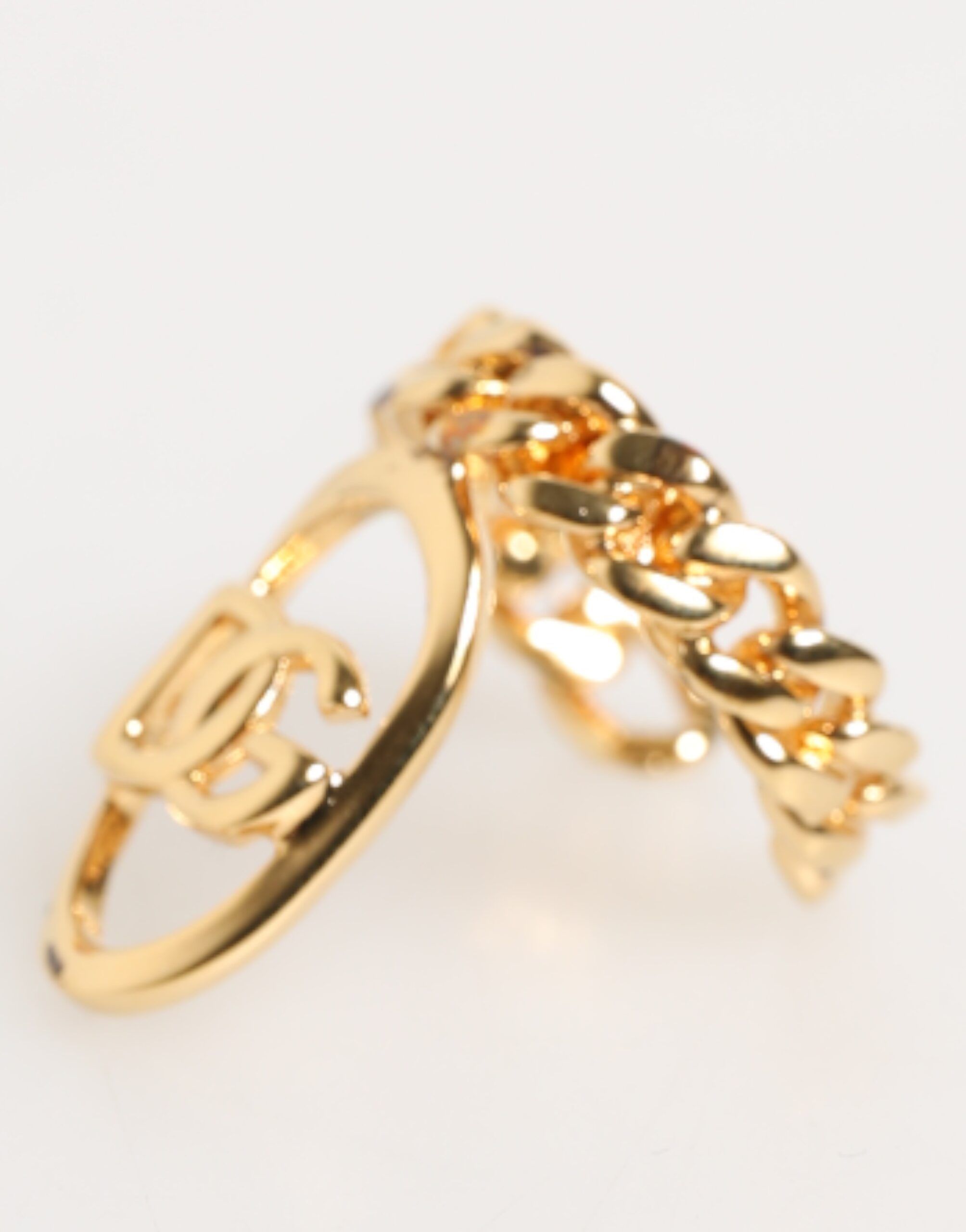 Tone Brass Oval DG Logo Chain Adjustable Men's Ring - Dolce & Gabbana - Modalova