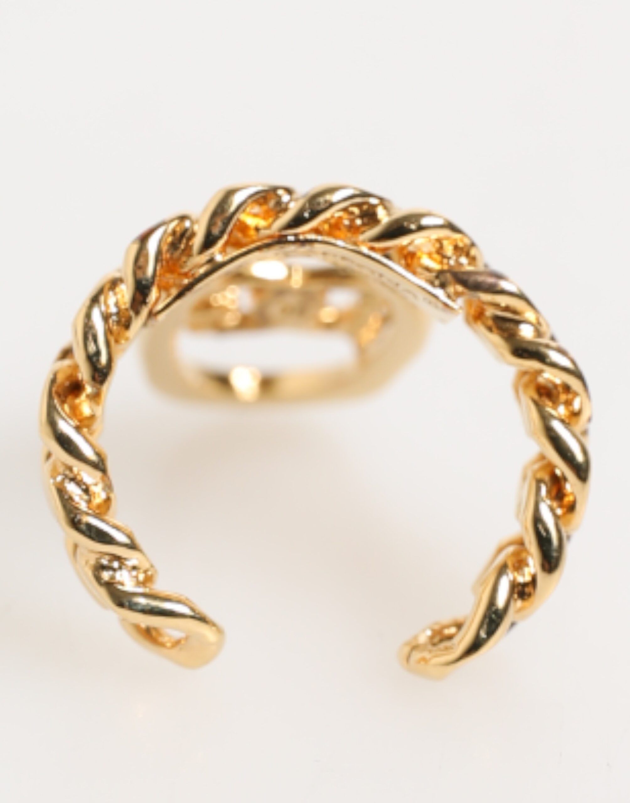 Tone Brass Oval DG Logo Chain Adjustable Men's Ring - Dolce & Gabbana - Modalova