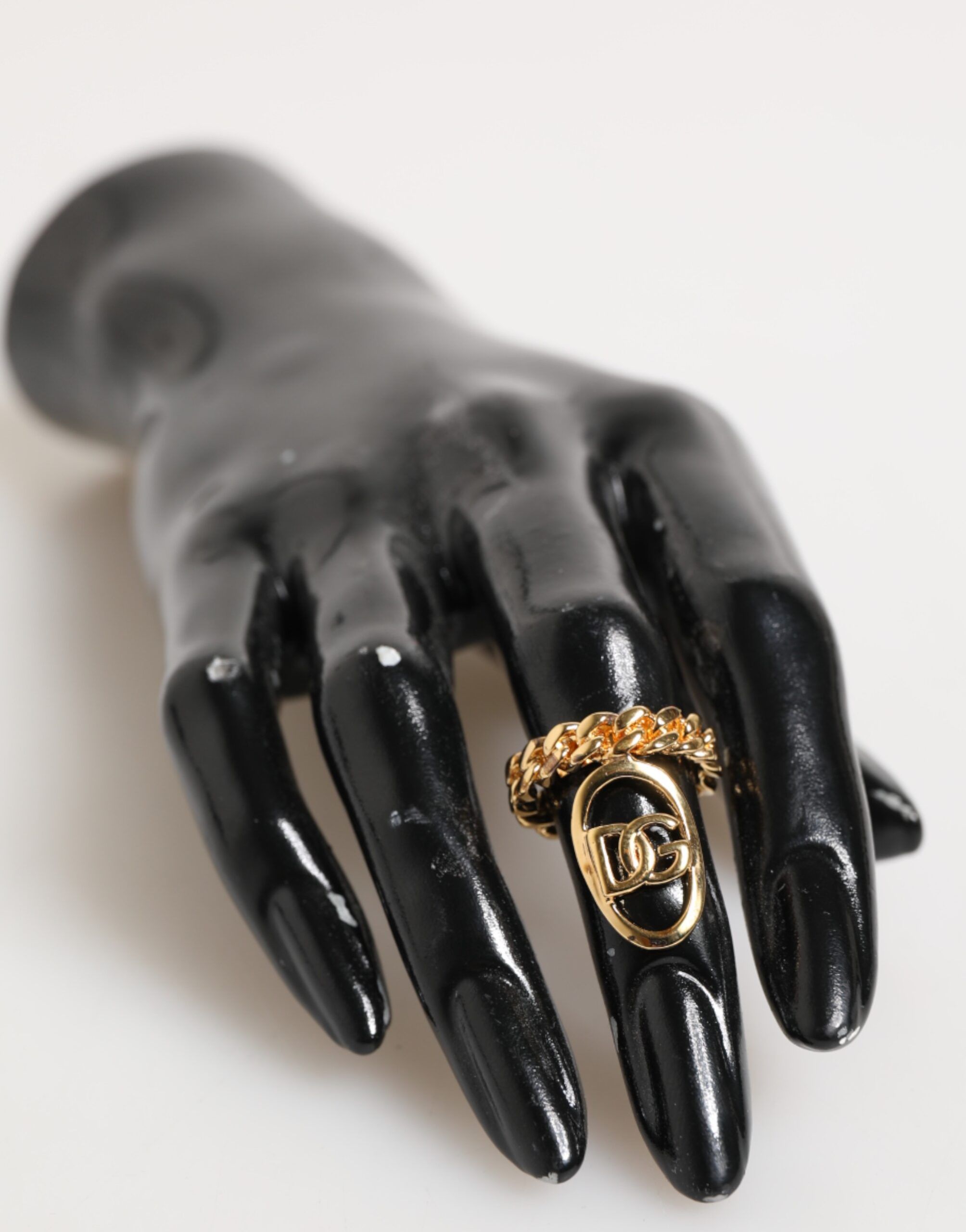 Tone Brass Oval DG Logo Chain Adjustable Men's Ring - Dolce & Gabbana - Modalova