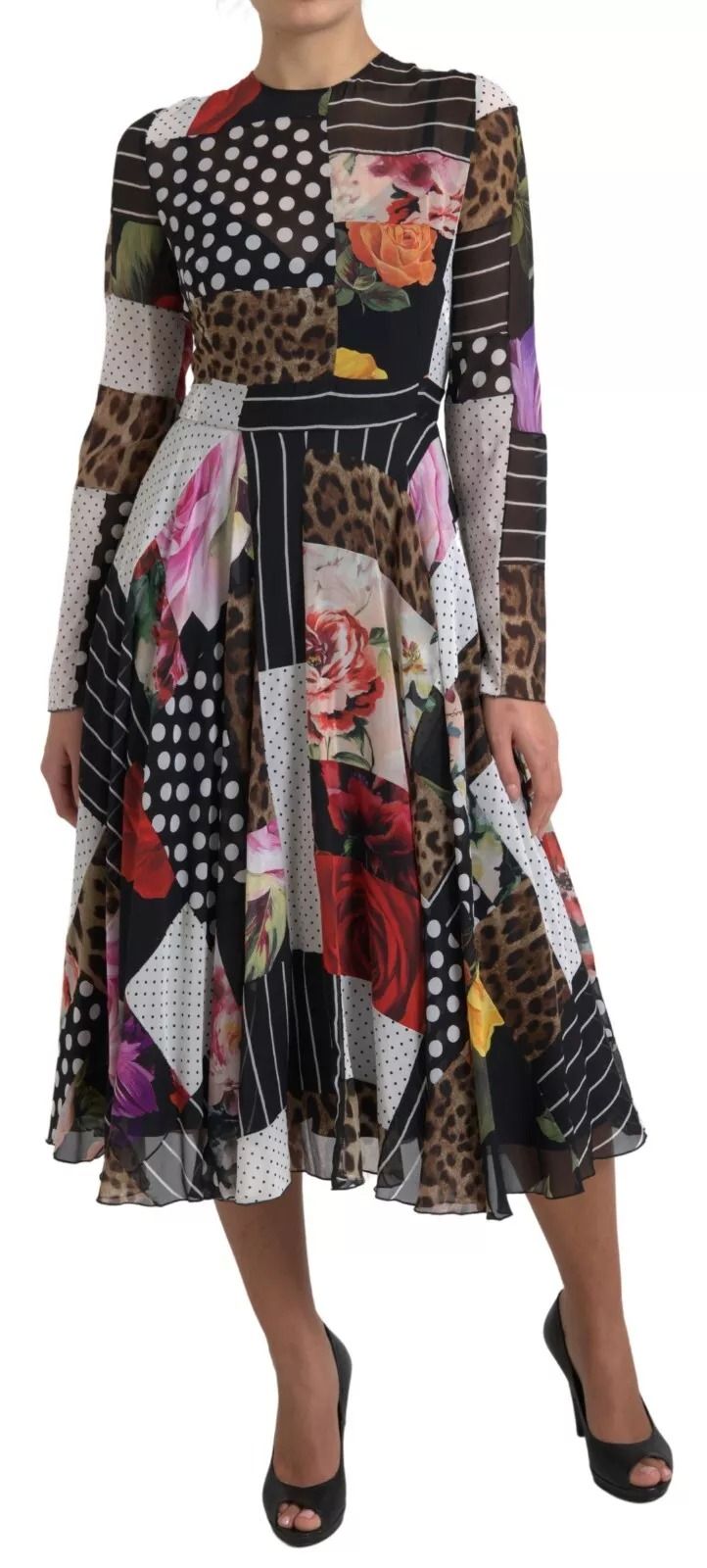 Patchwork Floral Leopard Women's Dress - Dolce & Gabbana - Modalova