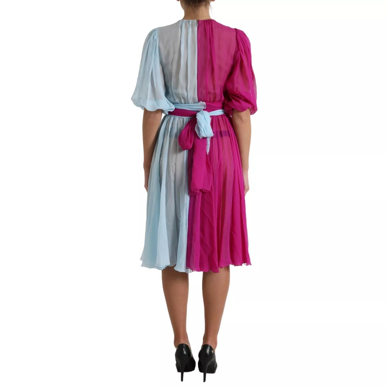 Light Blue Silk Two Tone Midi Women's Dress - Dolce & Gabbana - Modalova