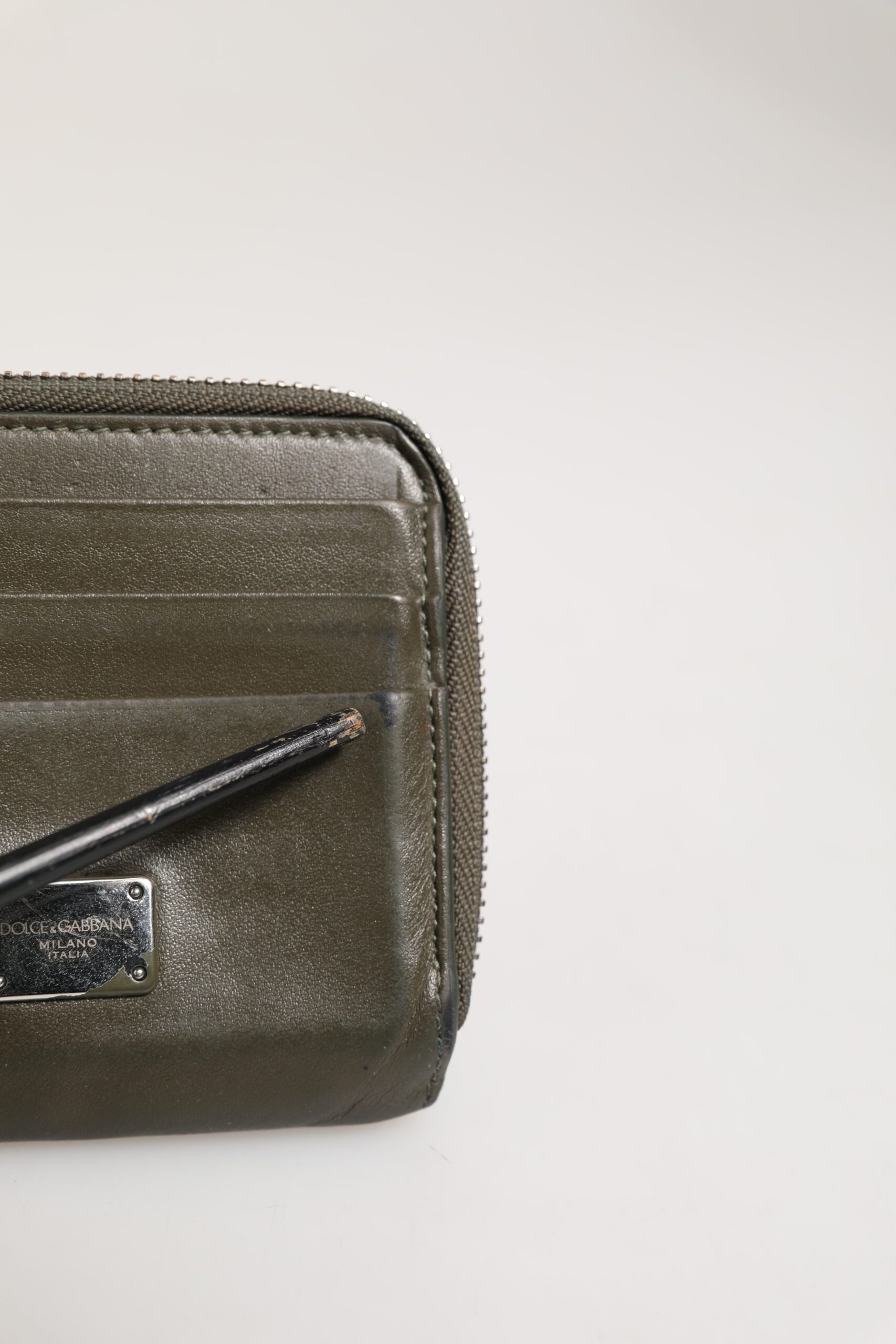 Military Leather Logo Plaque Card Holder Coin Purse Men's Wallet (Pre-Owned) - Dolce & Gabbana - Modalova