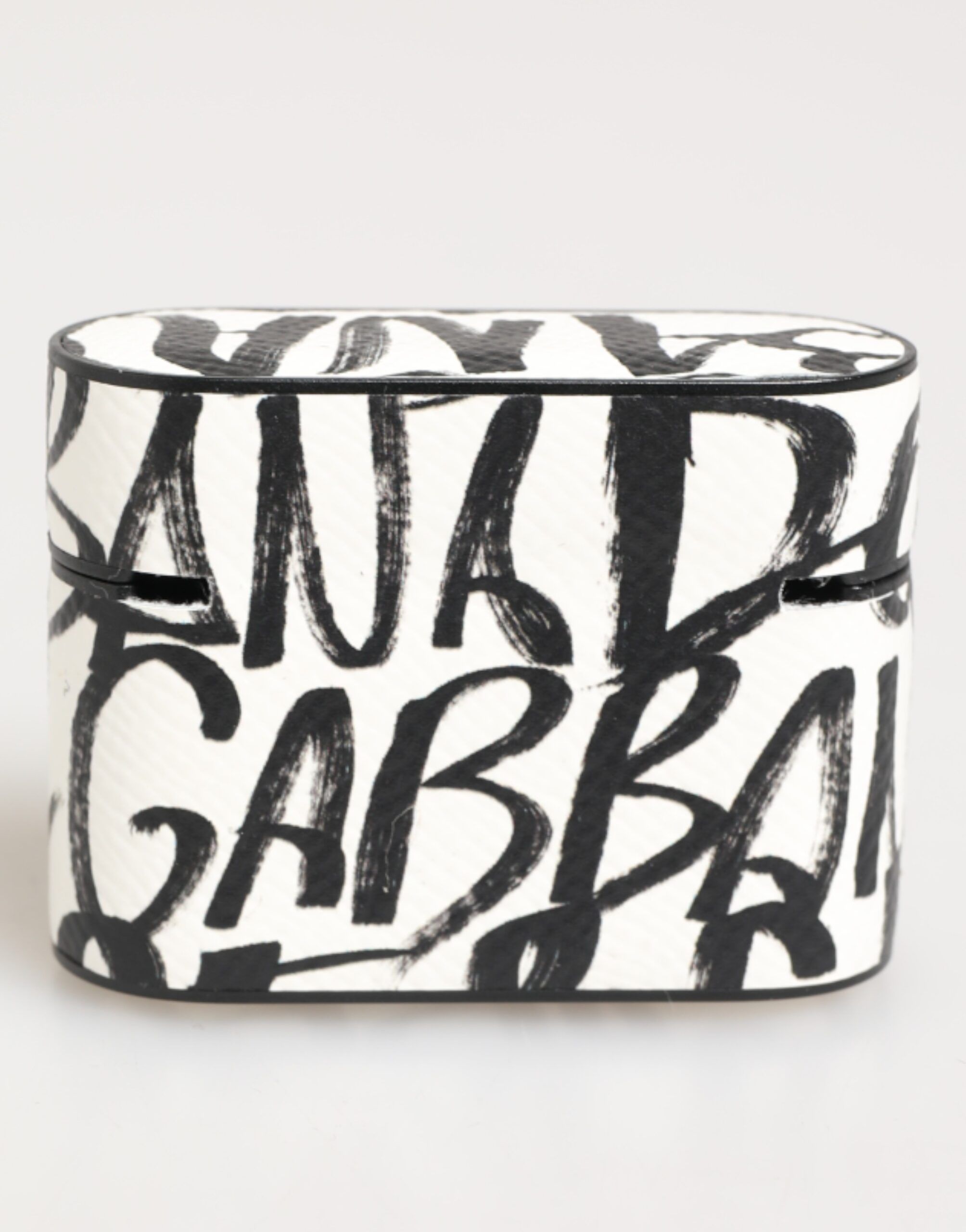 Black Leather Monogram Print Logo Holder Airpods Case - Dolce & Gabbana - Modalova