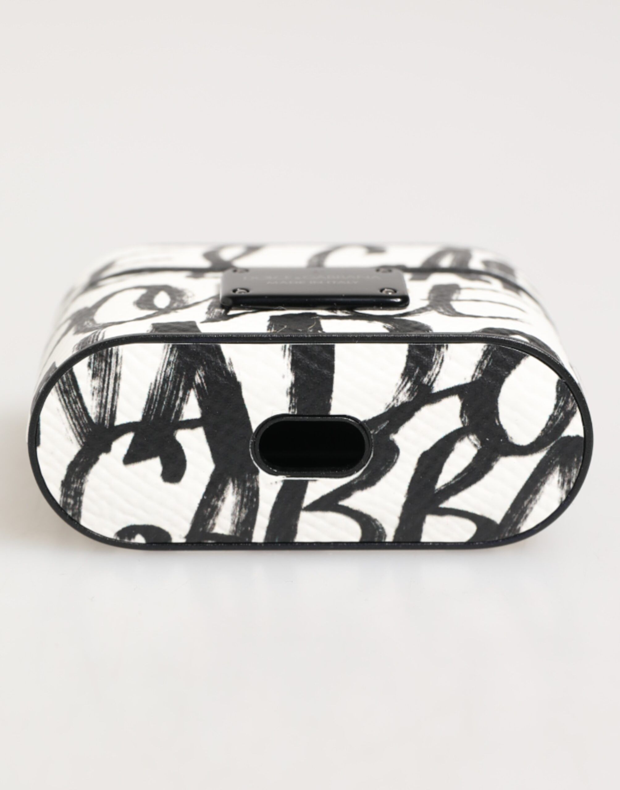 Black Leather Monogram Print Logo Holder Airpods Case - Dolce & Gabbana - Modalova