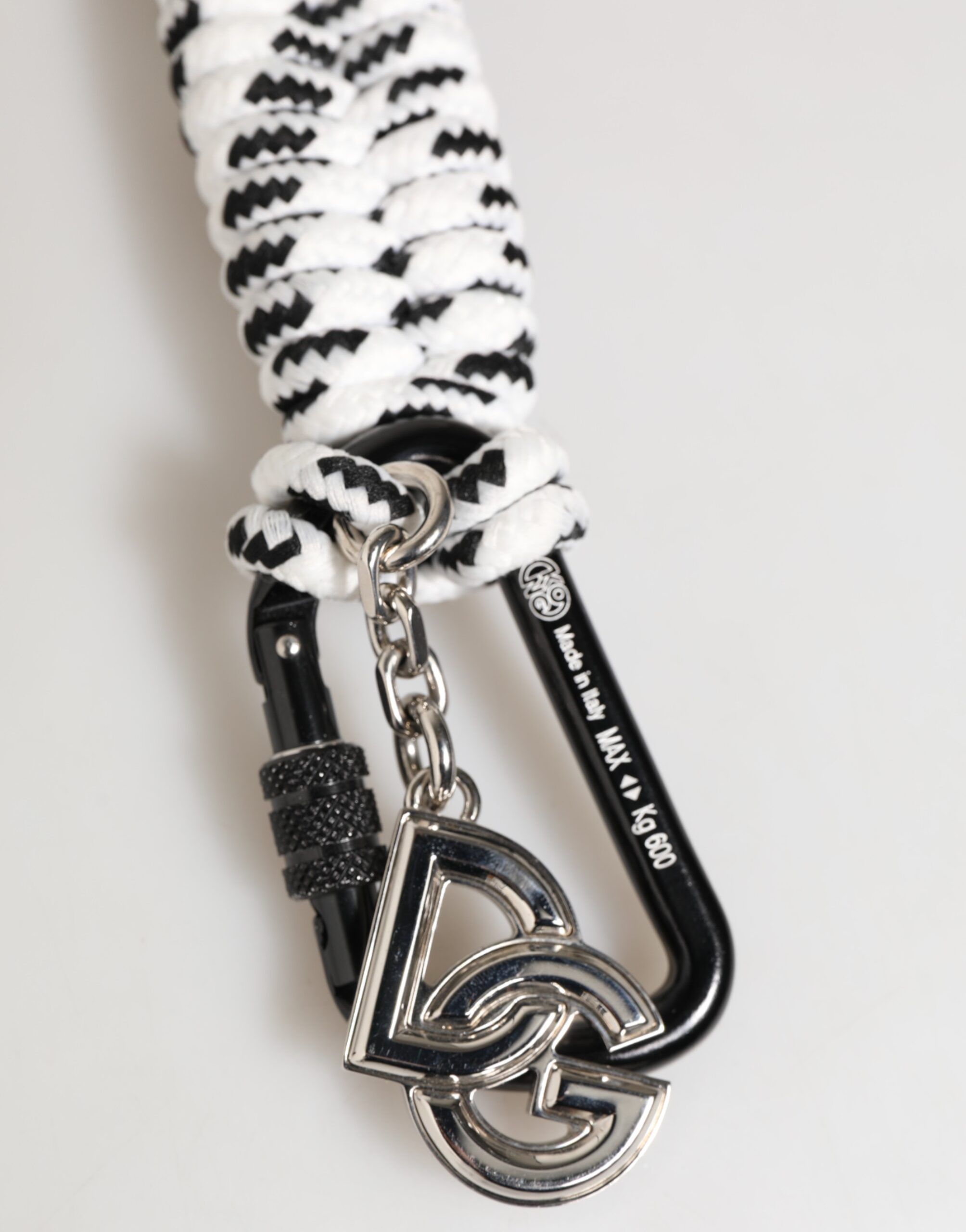 Black White Polyester Tape String DG Logo Keychain Men's Keyring - Dolce & Gabbana - Modalova