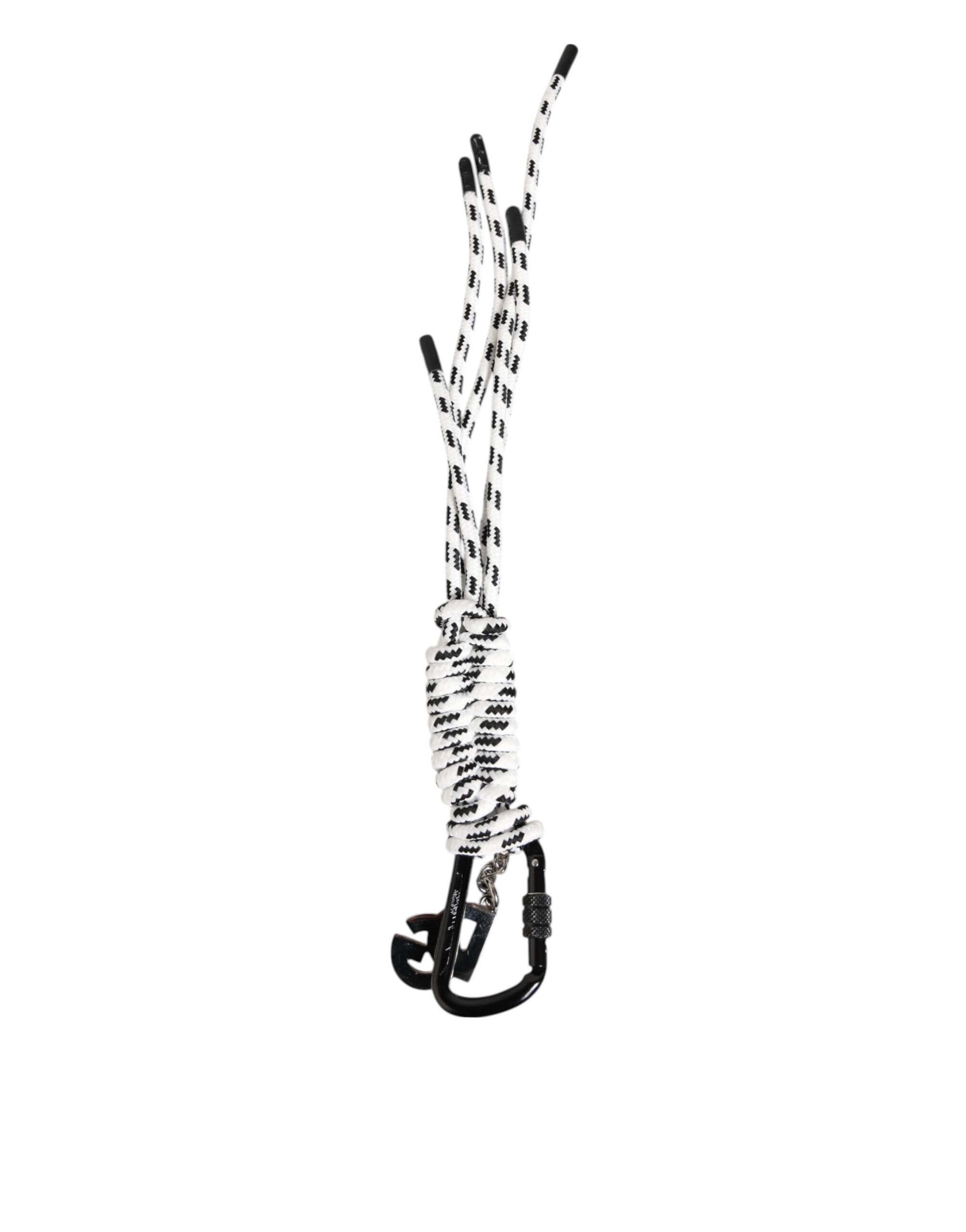 Black White Polyester Tape String DG Logo Keychain Men's Keyring - Dolce & Gabbana - Modalova