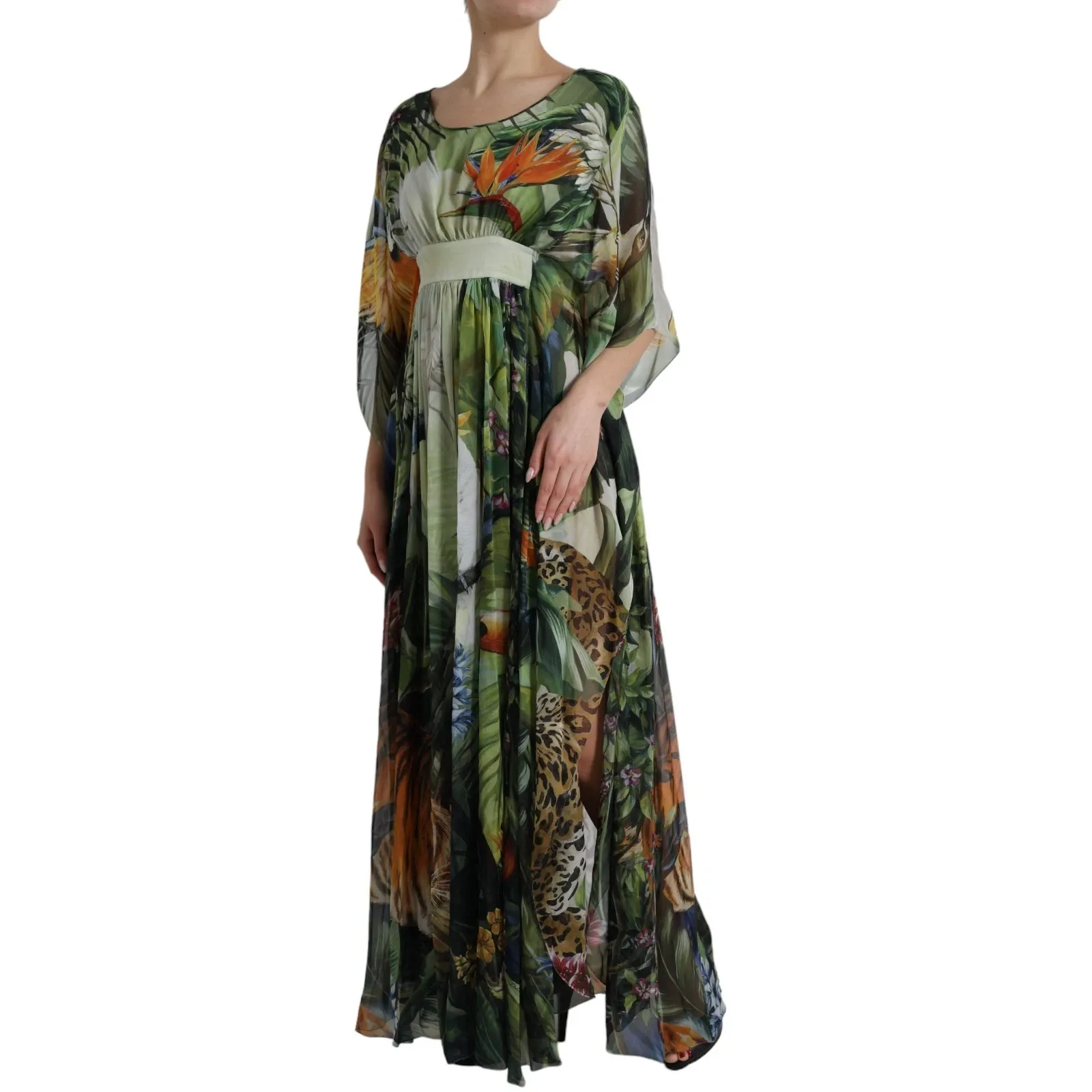 Silk Jungle Print Women Maxi Women's Dress - Dolce & Gabbana - Modalova