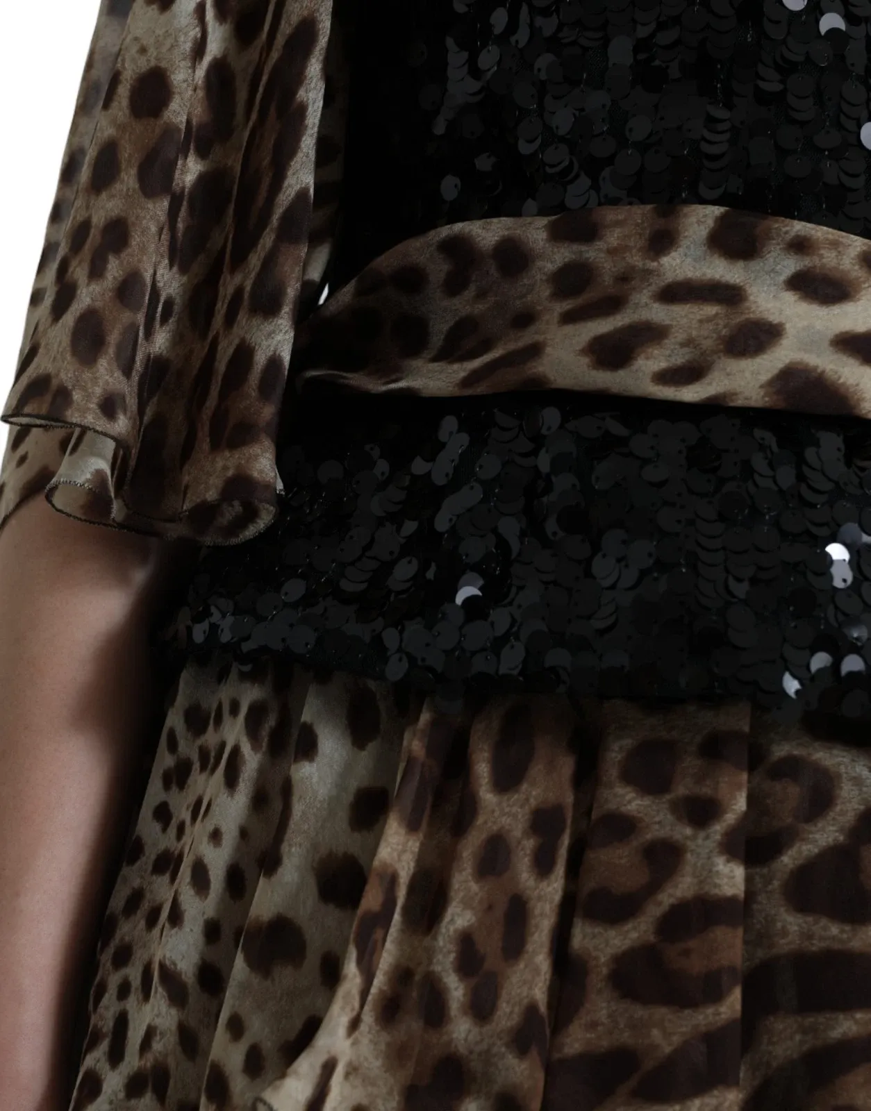 Leopard Print Silk Sequin Ruffle Maxi Women's Dress - Dolce & Gabbana - Modalova