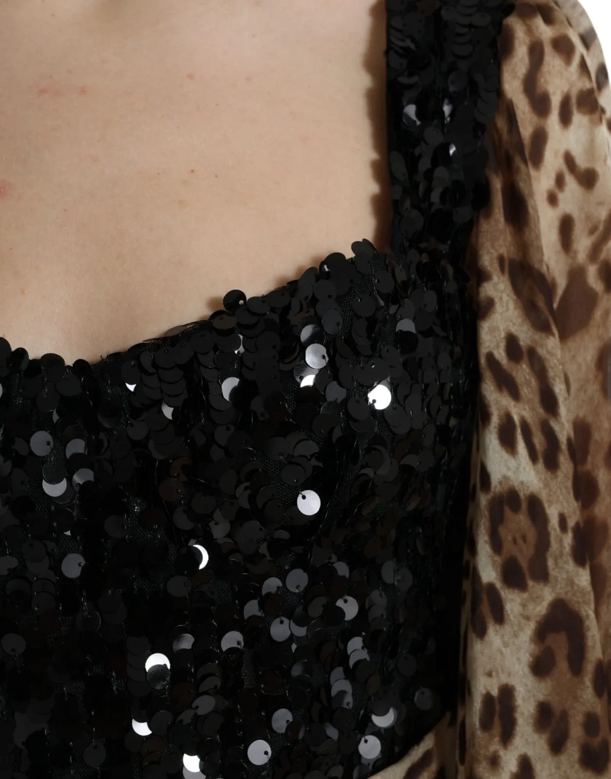 Leopard Print Silk Sequin Ruffle Maxi Women's Dress - Dolce & Gabbana - Modalova