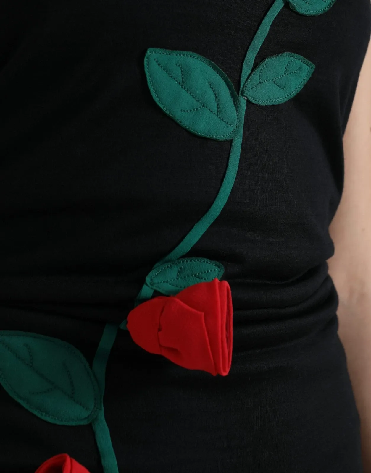 Wool Sleeveless Rose Applique Women's Dress - Dolce & Gabbana - Modalova